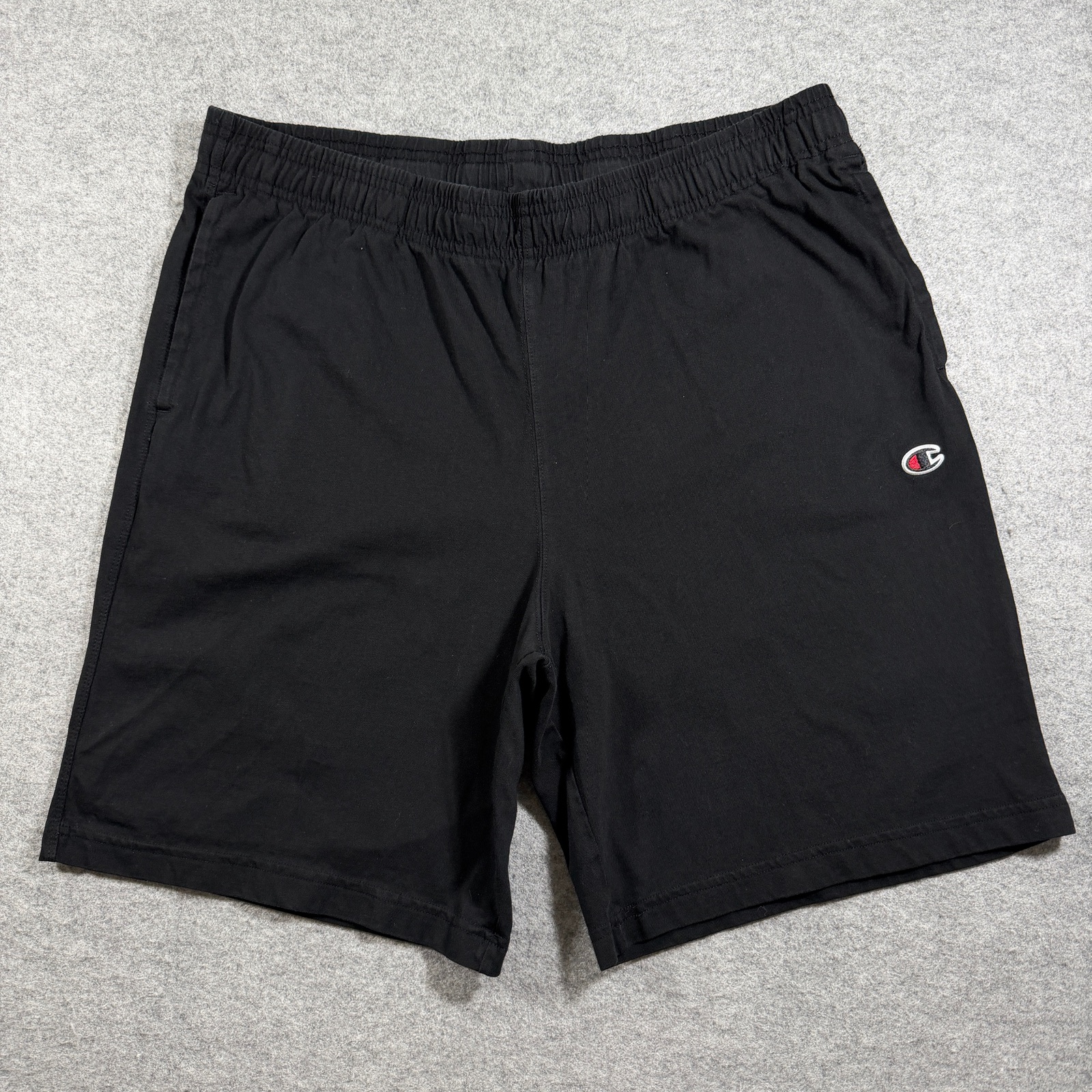 Champion Sweat Shorts Mens XL Black Cotton Drawstring Athletic Gym Lounge Light