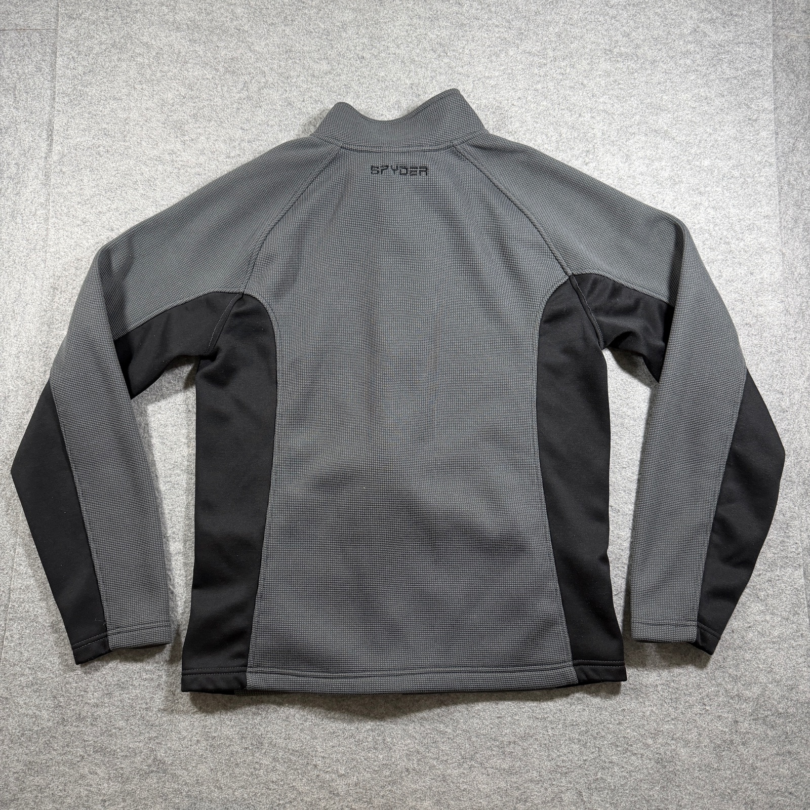 Spyder Active Waffle Knit Full Zip Jacket Mens M Gray Black Fleece Lined Outdoor thumbnail 2