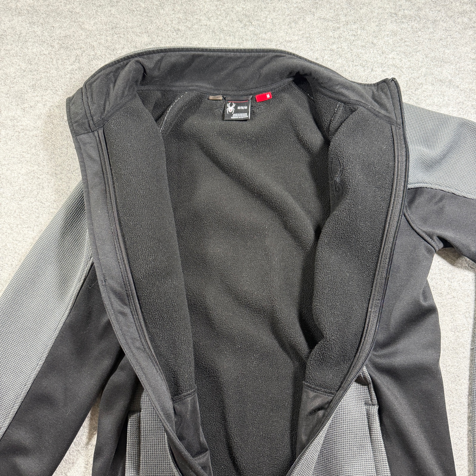 Spyder Active Waffle Knit Full Zip Jacket Mens M Gray Black Fleece Lined Outdoor thumbnail 4