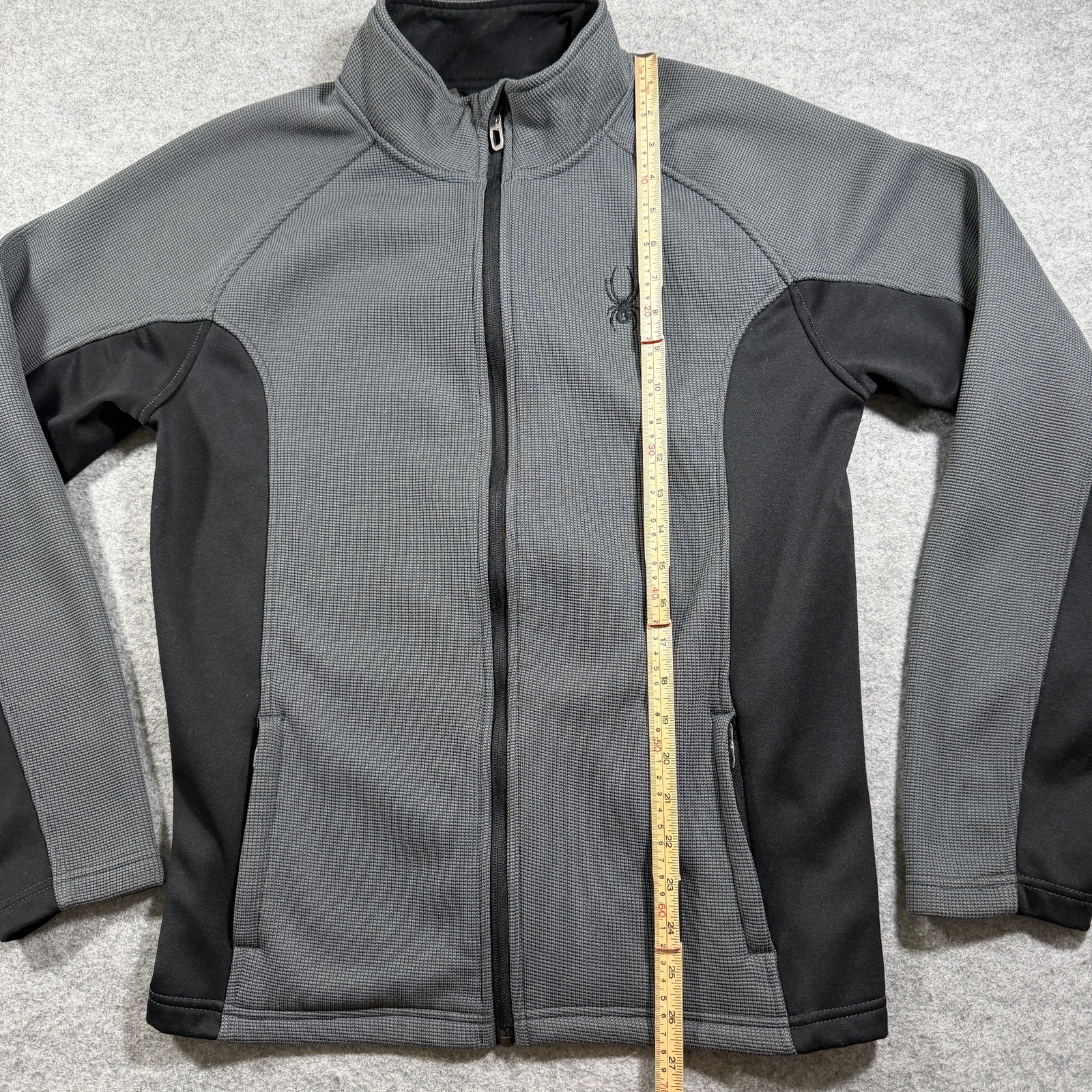 Spyder Active Waffle Knit Full Zip Jacket Mens M Gray Black Fleece Lined Outdoor thumbnail 7