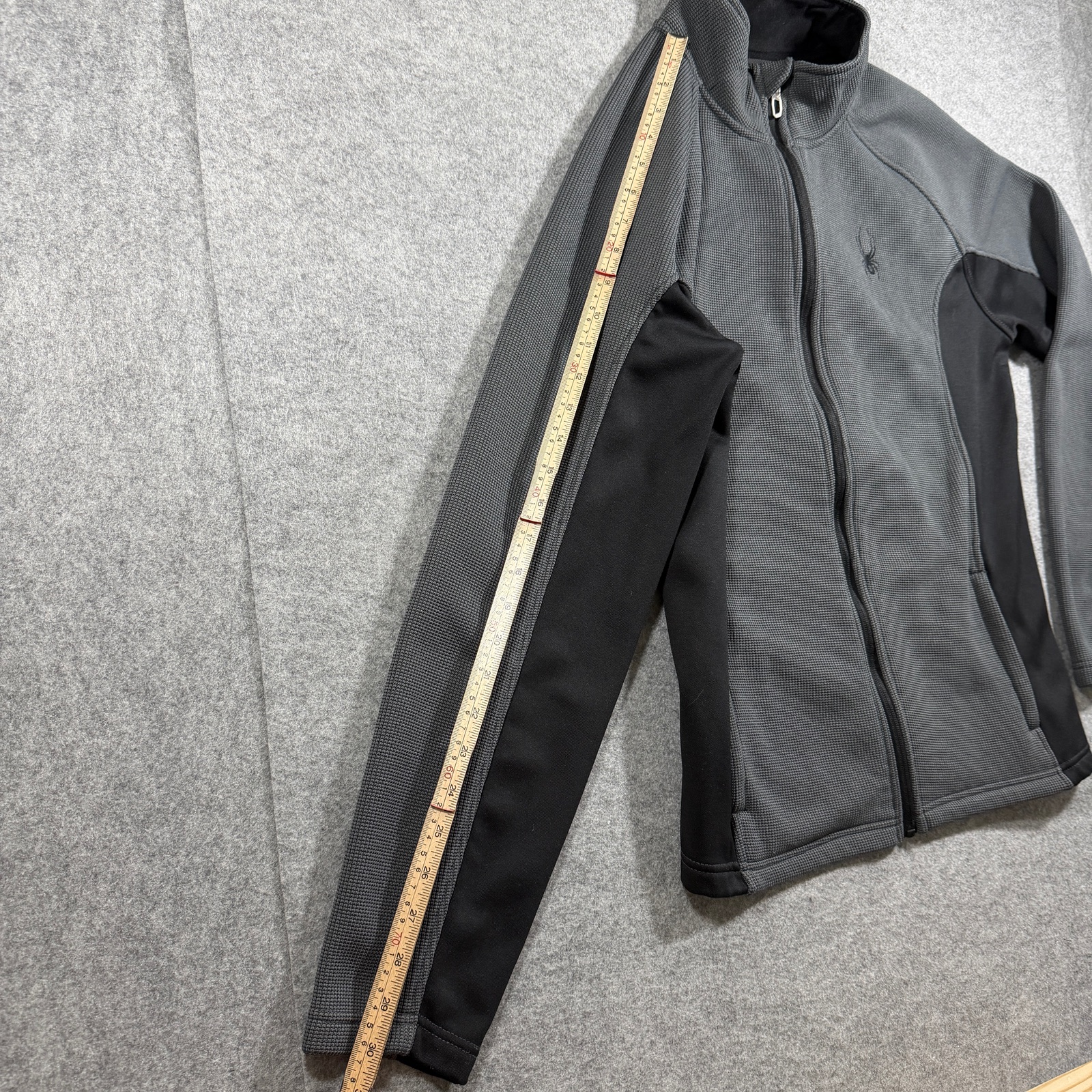 Spyder Active Waffle Knit Full Zip Jacket Mens M Gray Black Fleece Lined Outdoor thumbnail 8