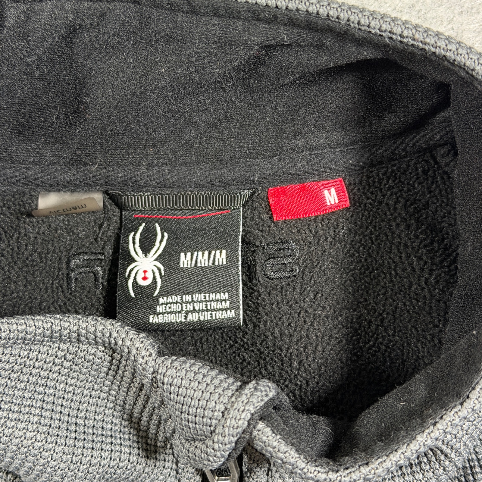 Spyder Active Waffle Knit Full Zip Jacket Mens M Gray Black Fleece Lined Outdoor thumbnail 10