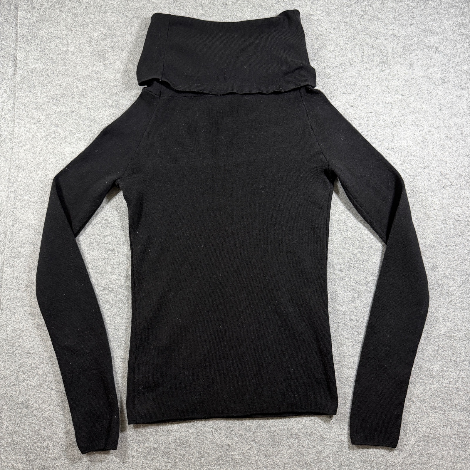 Brandy Melville Sweater Womens OS (Fits S) Black Cowl Neck Raglan Ribbed Knit thumbnail 2