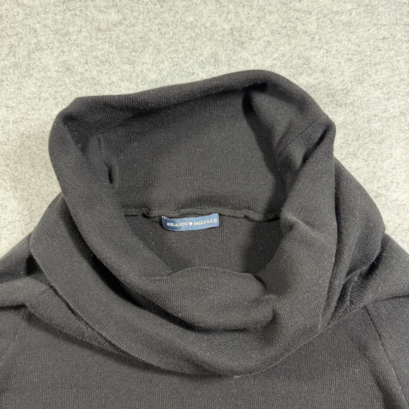 Brandy Melville Sweater Womens OS (Fits S) Black Cowl Neck Raglan Ribbed Knit thumbnail 3