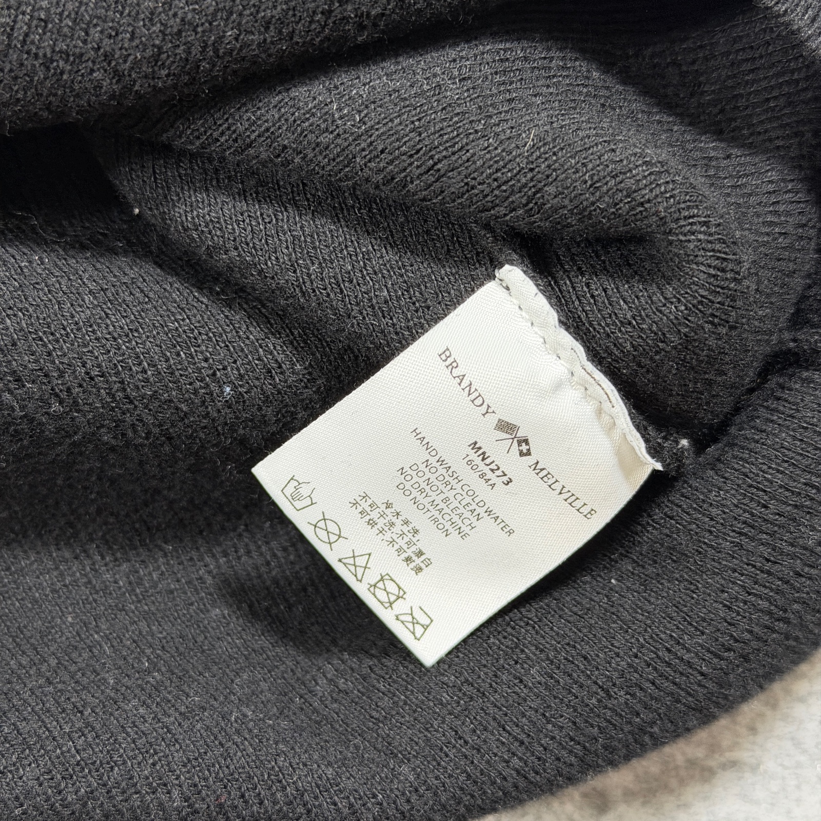 Brandy Melville Sweater Womens OS (Fits S) Black Cowl Neck Raglan Ribbed Knit thumbnail 5