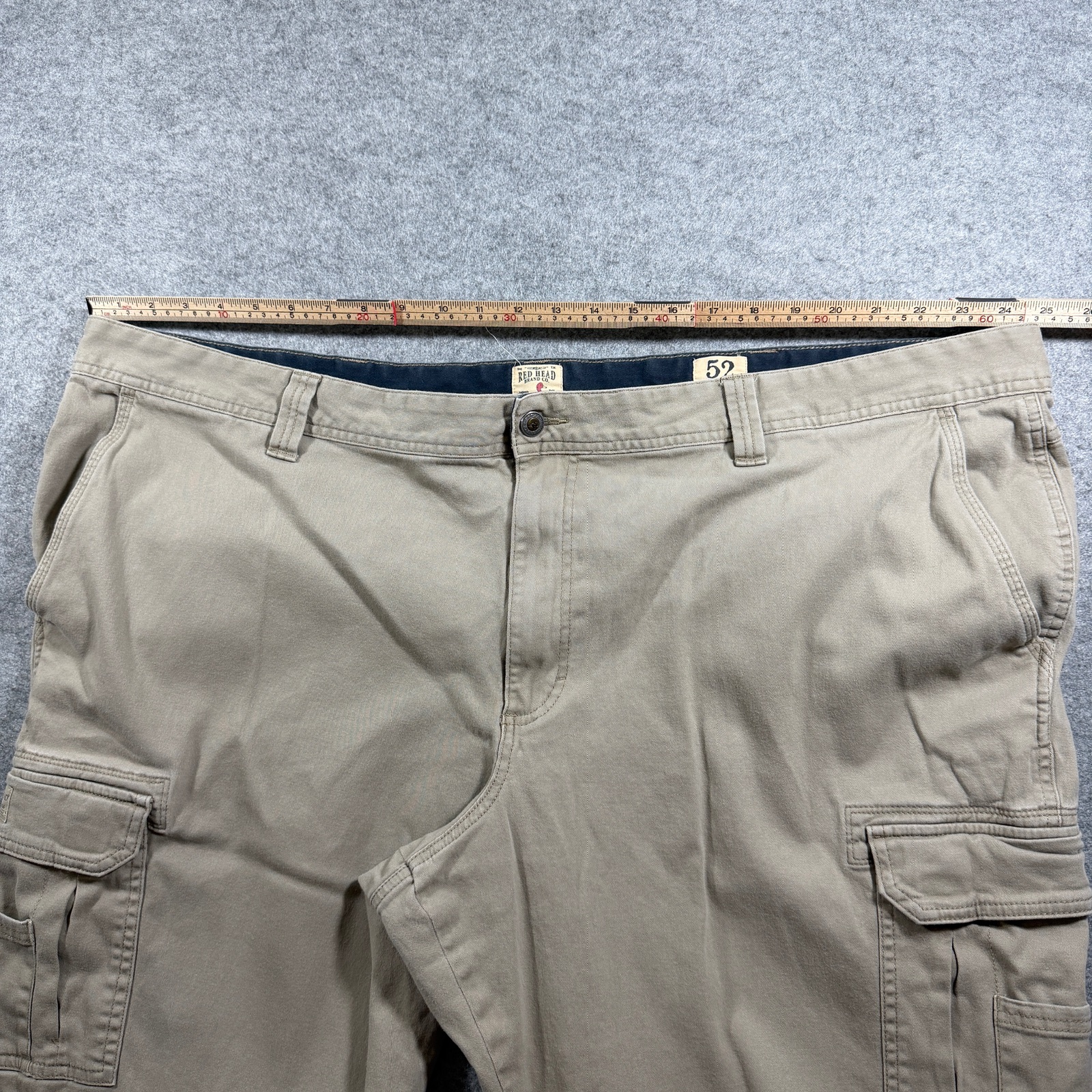 Red Head Brand Co Cargo Pants Mens 52x30 Khaki Cotton Spandex Relaxed Fit thumbnail 6