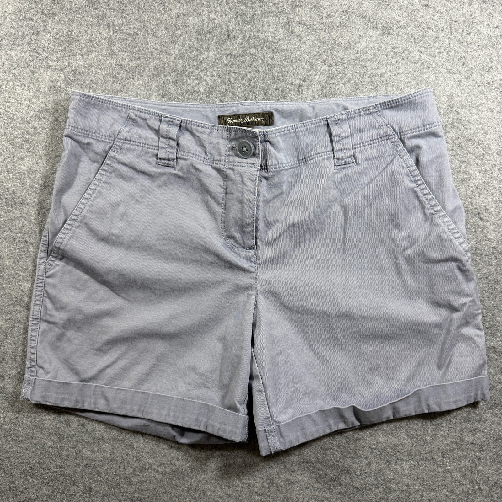 Tommy Bahama Chino Shorts Womens 4 Light Blue Cotton Stretch Cuffed Hem Casual