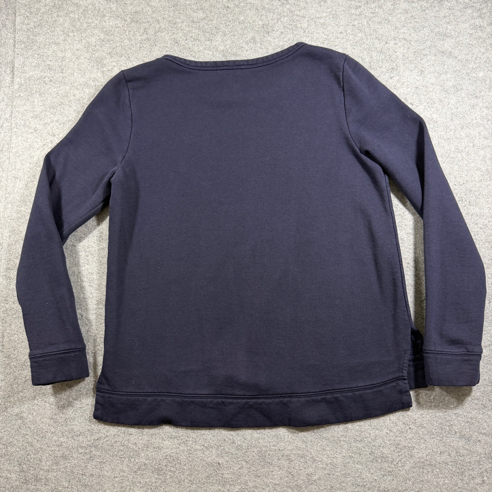 Talbots Sweatshirt Womens M Navy Polka Dot Crew Neck Side Slits Cotton Modal thumbnail 2