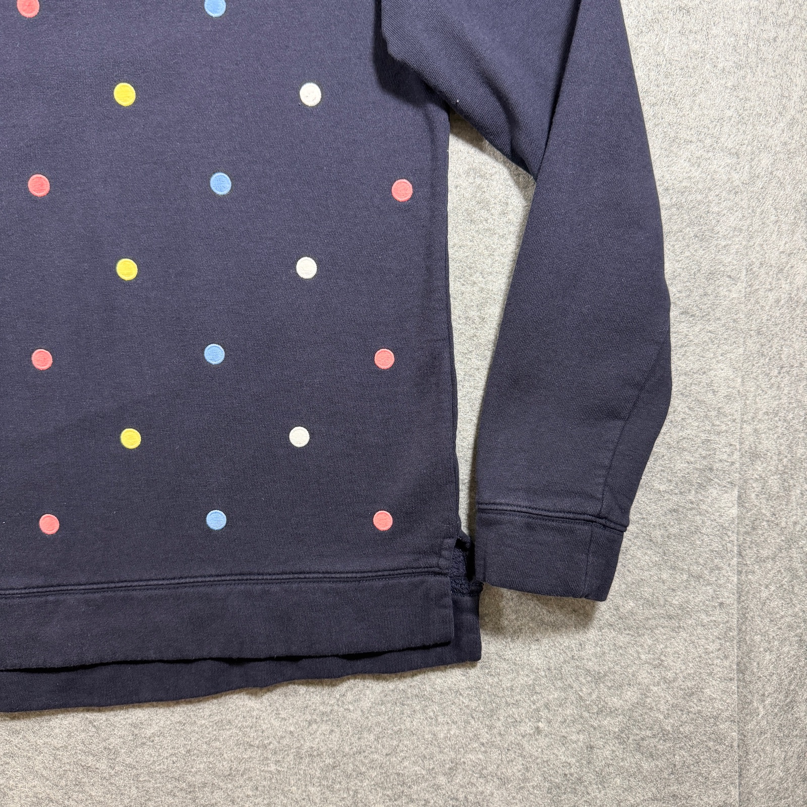 Talbots Sweatshirt Womens M Navy Polka Dot Crew Neck Side Slits Cotton Modal thumbnail 4