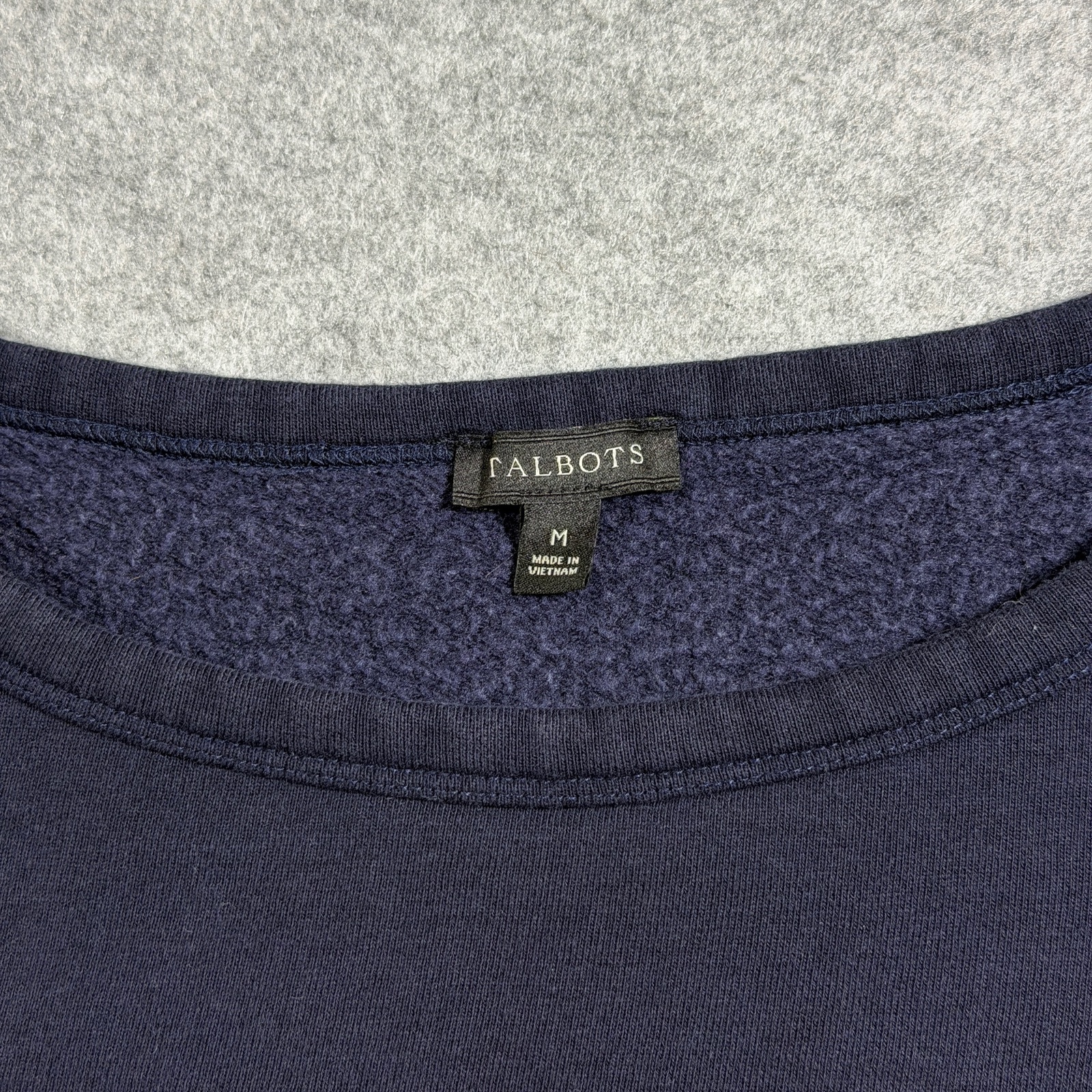 Talbots Sweatshirt Womens M Navy Polka Dot Crew Neck Side Slits Cotton Modal thumbnail 5