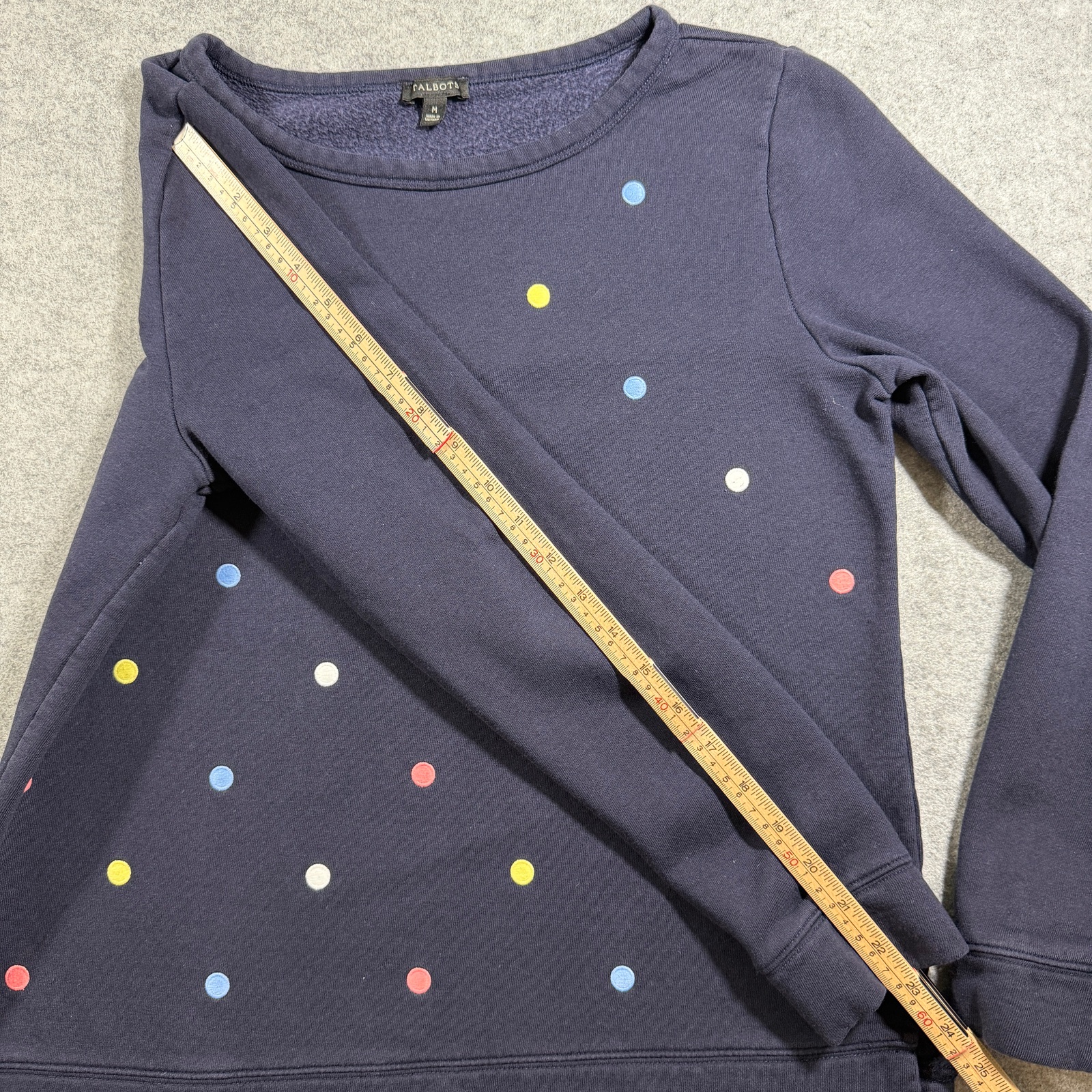 Talbots Sweatshirt Womens M Navy Polka Dot Crew Neck Side Slits Cotton Modal thumbnail 8