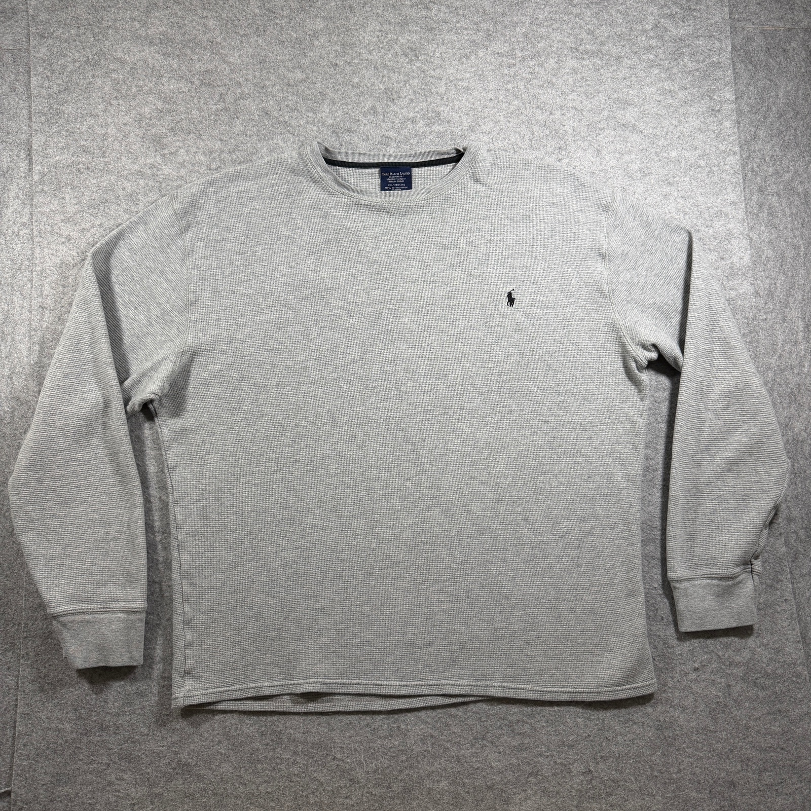 Polo Ralph Lauren Waffle Thermal Shirt Mens 2XL Gray Cotton Crewneck Casual