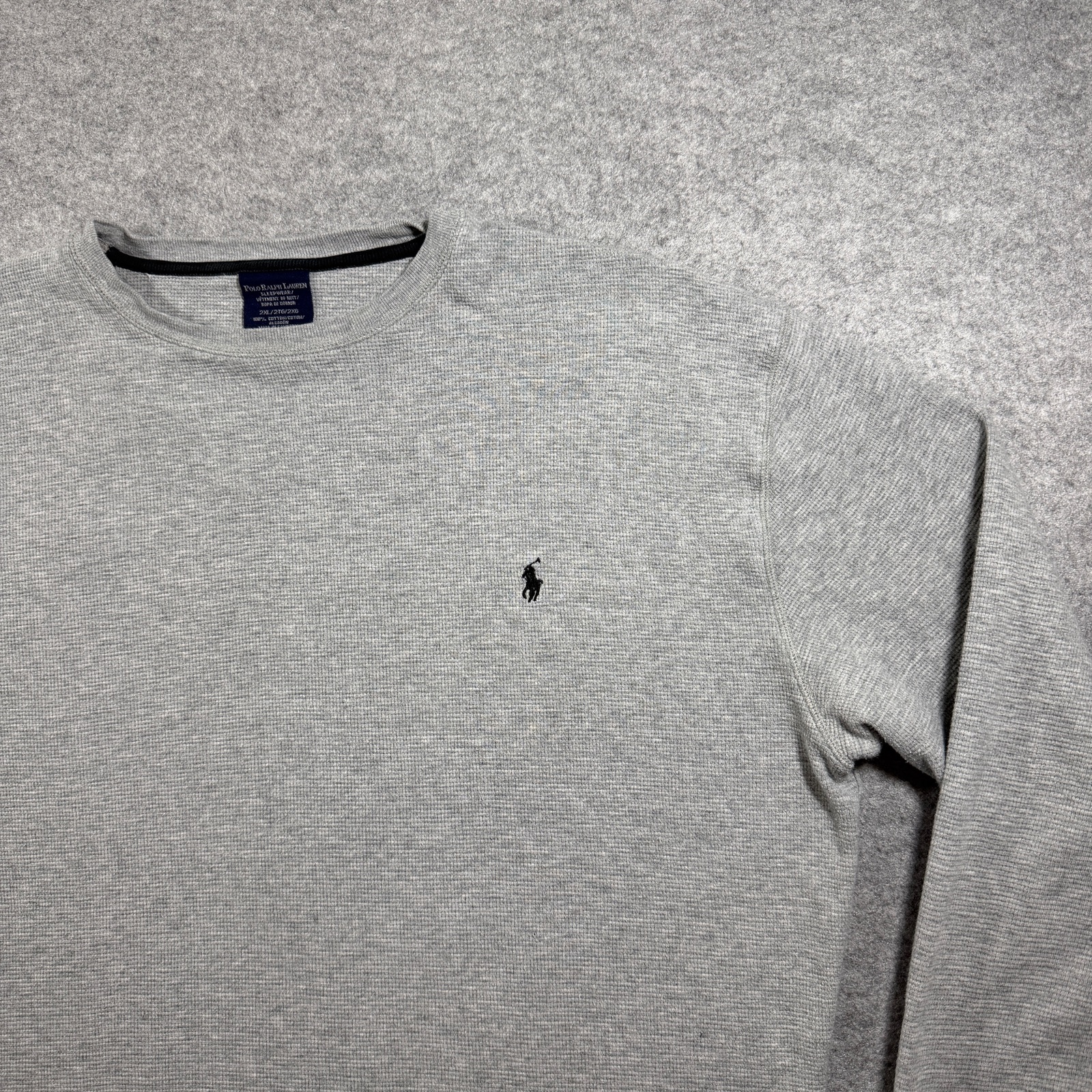 Polo Ralph Lauren Waffle Thermal Shirt Mens 2XL Gray Cotton Crewneck Casual thumbnail 3