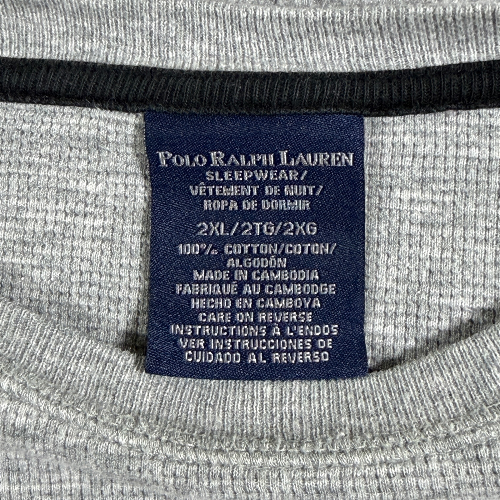 Polo Ralph Lauren Waffle Thermal Shirt Mens 2XL Gray Cotton Crewneck Casual thumbnail 5