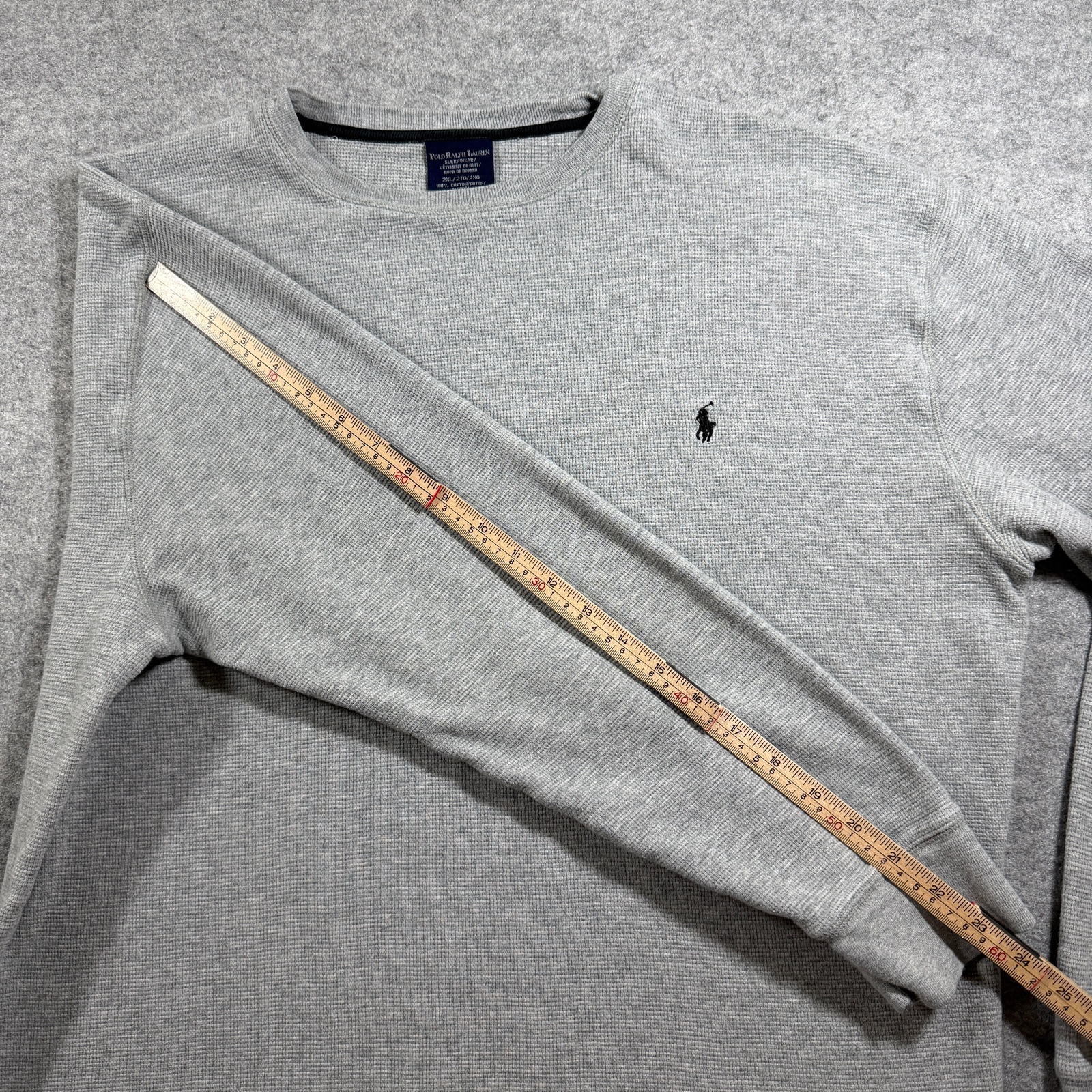 Polo Ralph Lauren Waffle Thermal Shirt Mens 2XL Gray Cotton Crewneck Casual thumbnail 8