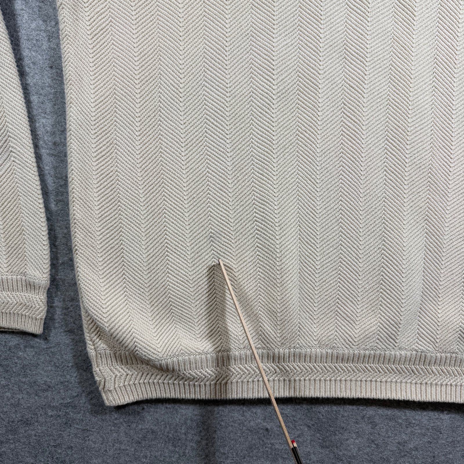 Vintage Chaps Ralph Lauren Knit Sweater Mens XL Cream Herringbone Cotton Preppy thumbnail 3
