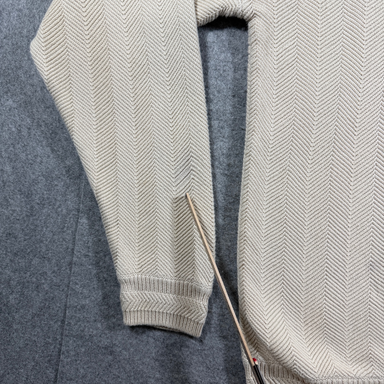 Vintage Chaps Ralph Lauren Knit Sweater Mens XL Cream Herringbone Cotton Preppy thumbnail 4