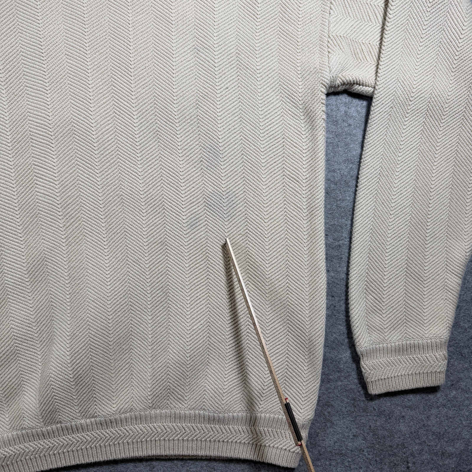 Vintage Chaps Ralph Lauren Knit Sweater Mens XL Cream Herringbone Cotton Preppy thumbnail 5