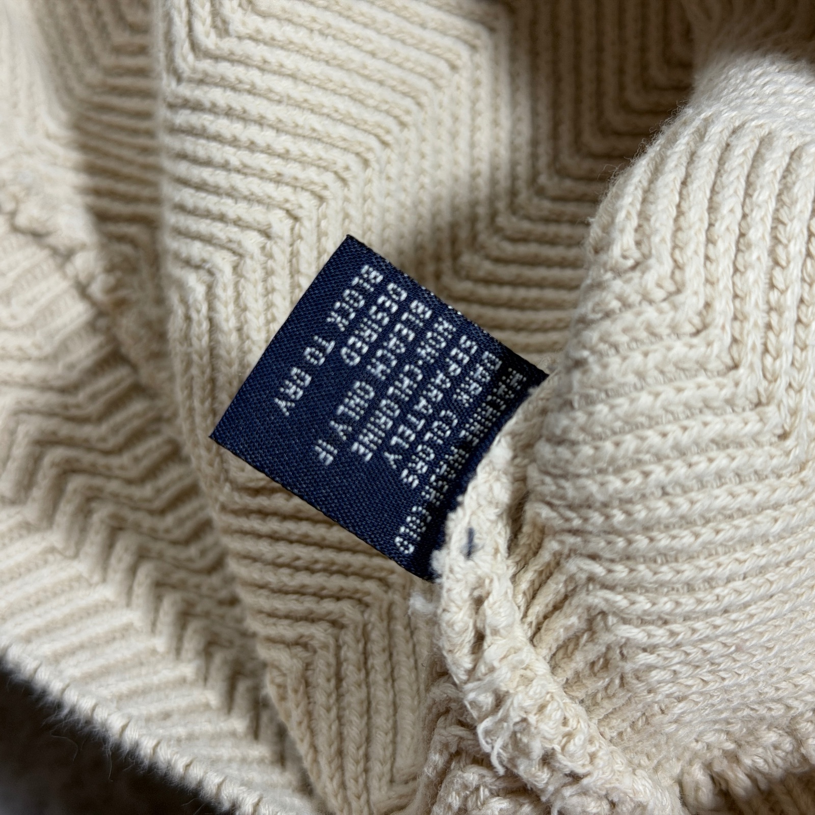 Vintage Chaps Ralph Lauren Knit Sweater Mens XL Cream Herringbone Cotton Preppy thumbnail 13