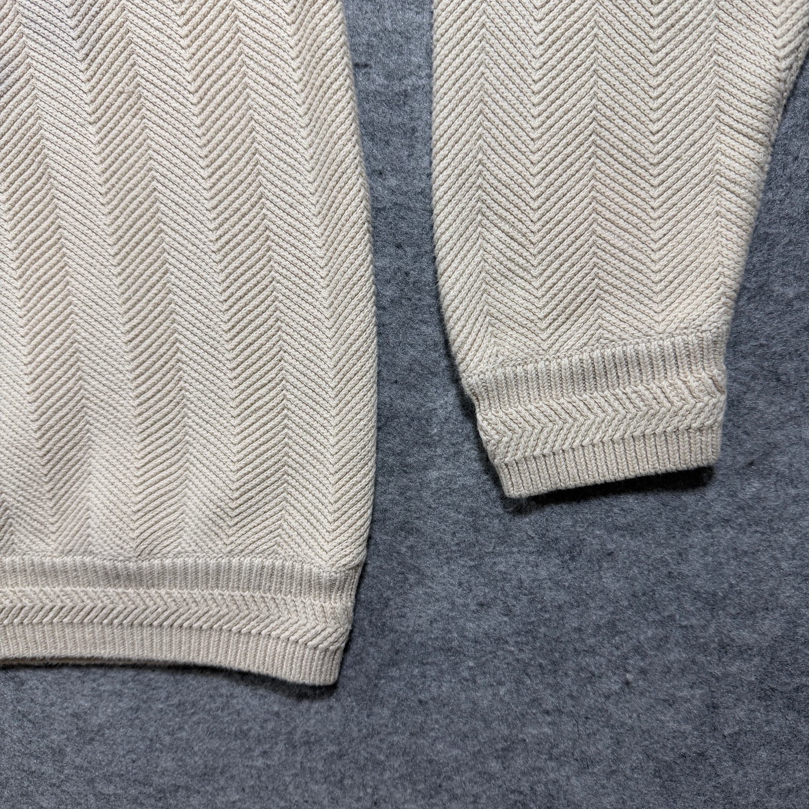 Vintage Chaps Ralph Lauren Knit Sweater Mens XL Cream Herringbone Cotton Preppy thumbnail 14