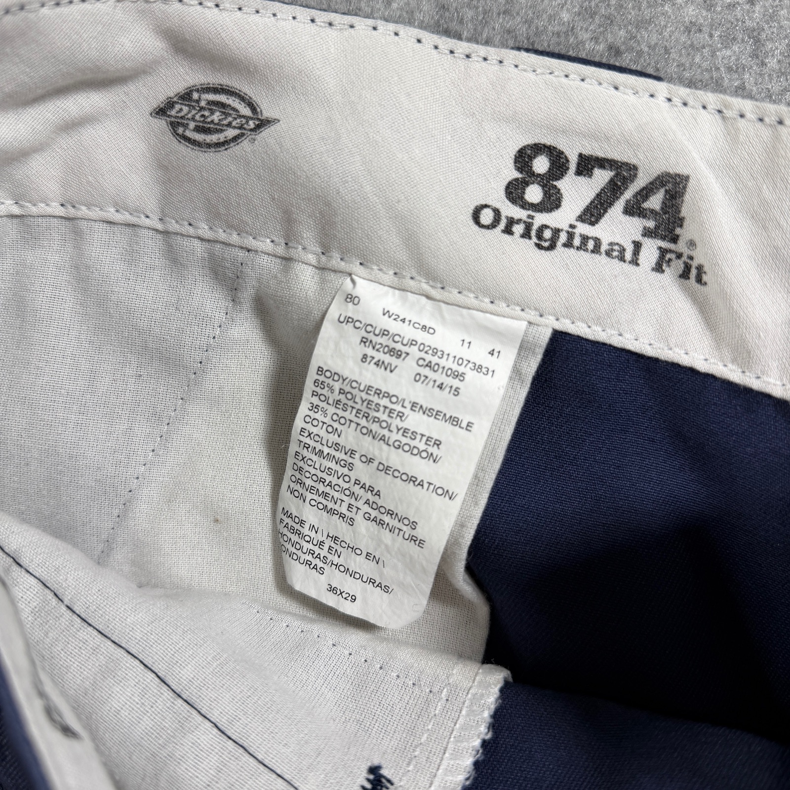 Dickies 874 Original Fit Work Pants Mens 36x29 Navy Straight Leg Workwear thumbnail 4