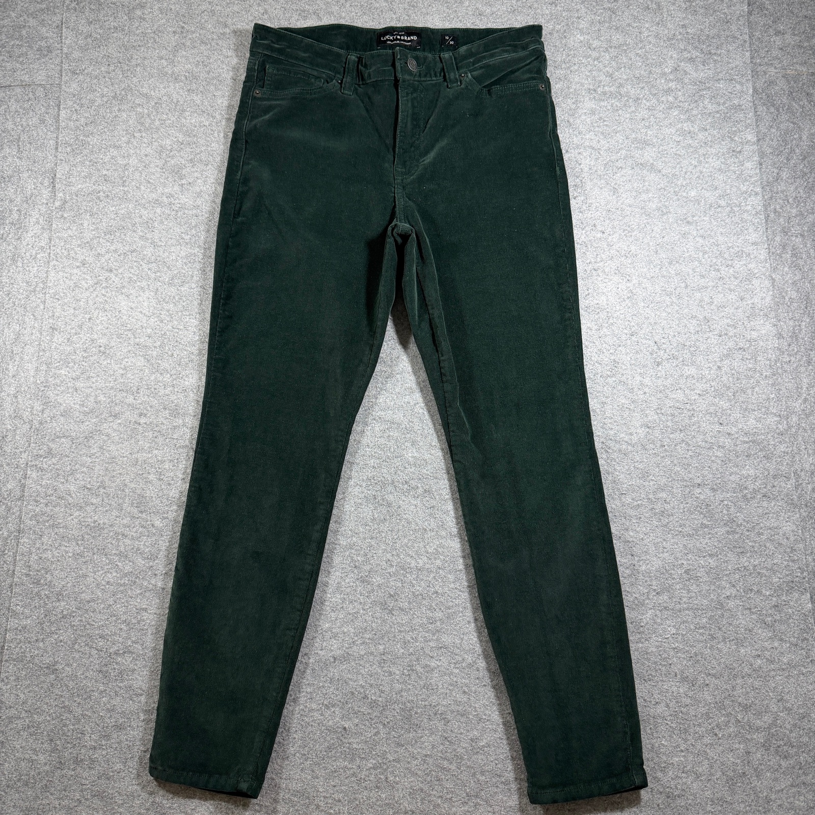 Lucky Brand Ava Skinny Pants Womens 10/30 Dark Green Corduroy Stretch Mid Rise