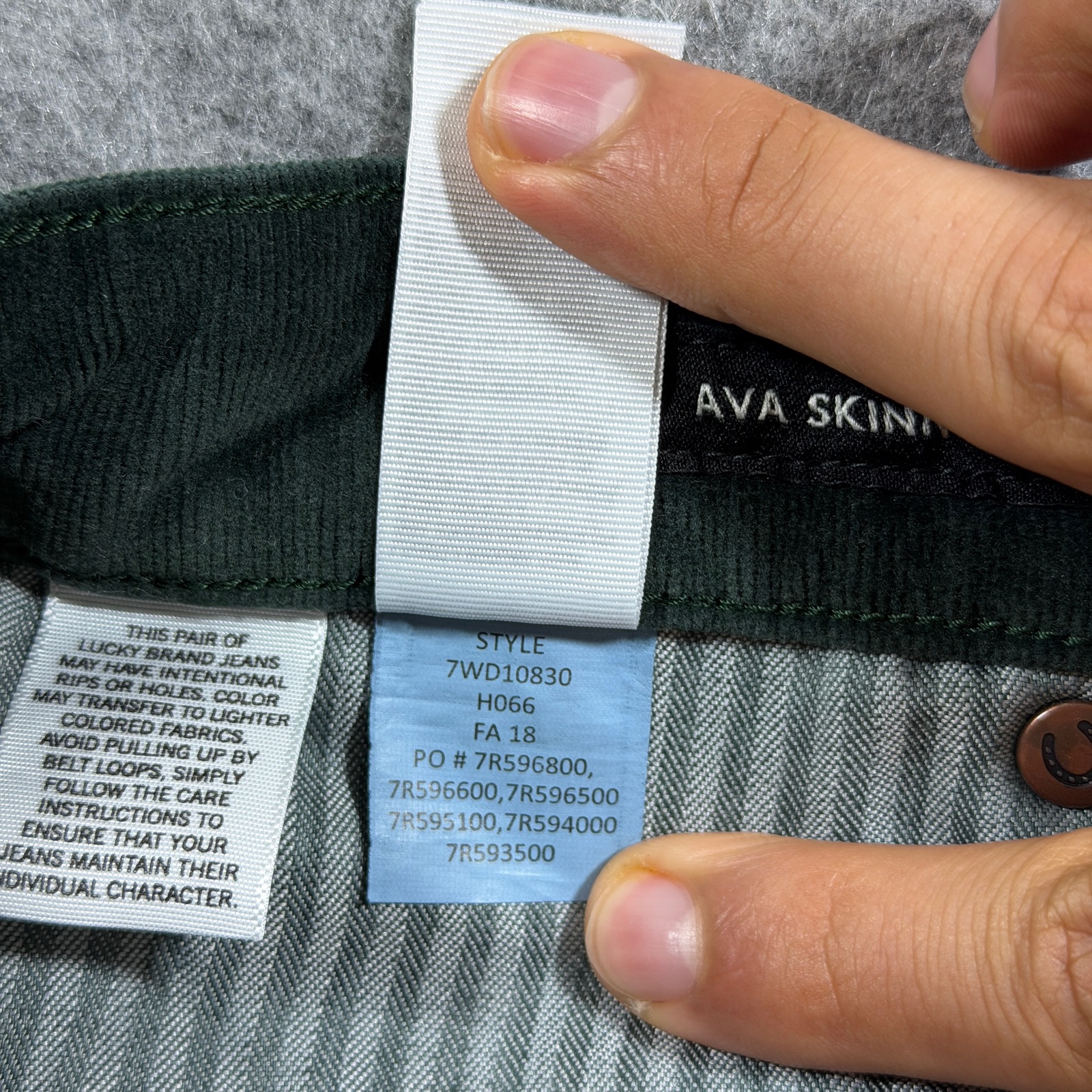 Lucky Brand Ava Skinny Pants Womens 10/30 Dark Green Corduroy Stretch Mid Rise thumbnail 13