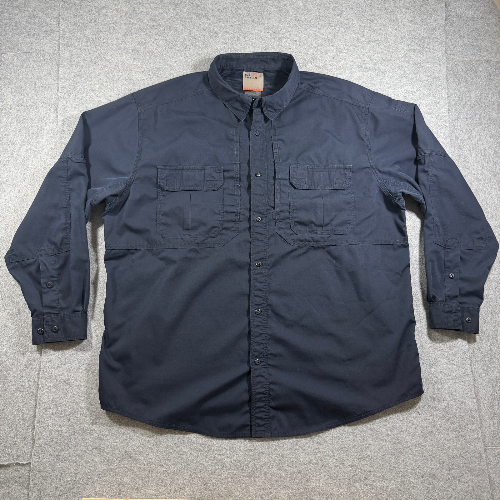 5.11 Tactical Taclite Pro Shirt Mens 2XL Navy Long Sleeve Roll Up Tab Workwear
