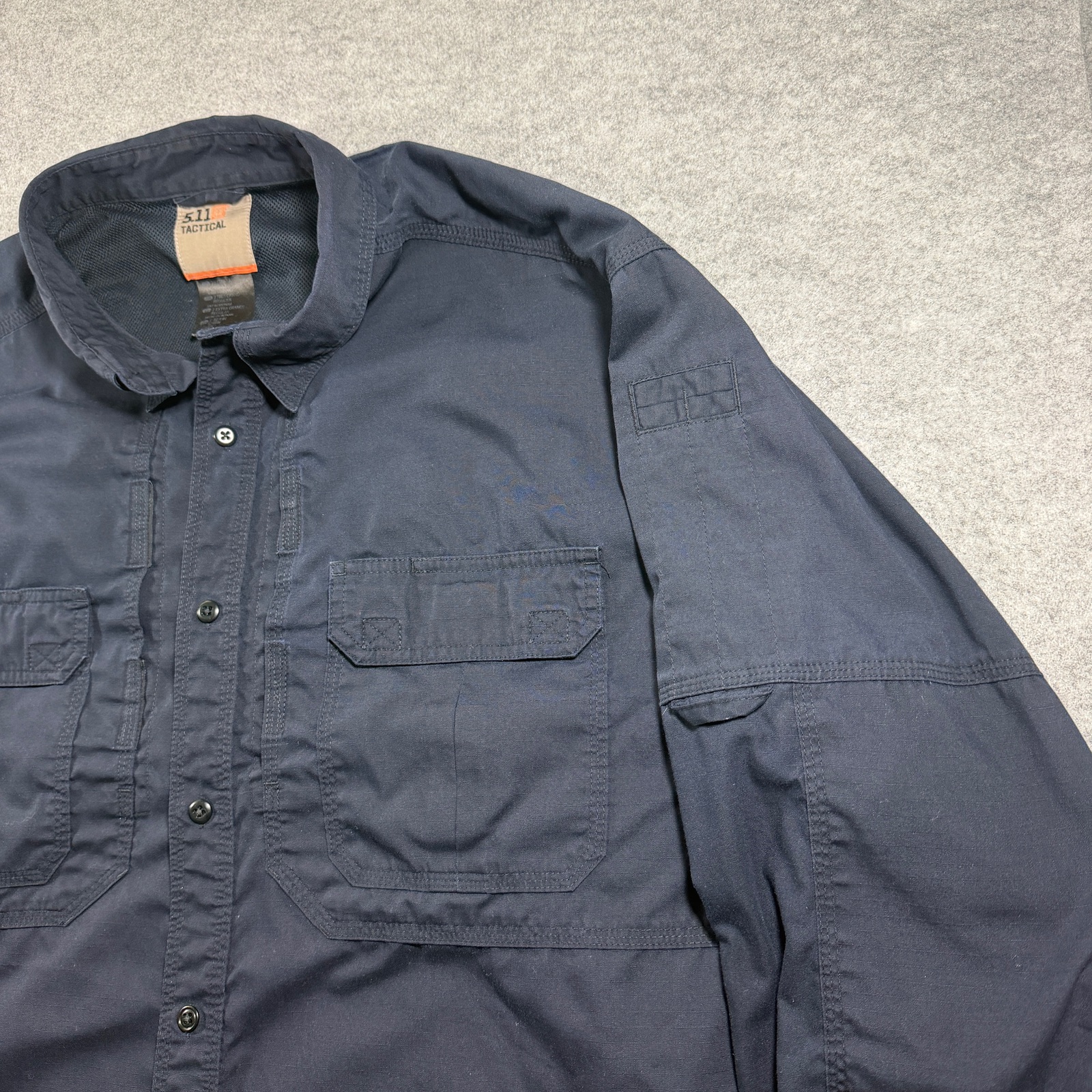 5.11 Tactical Taclite Pro Shirt Mens 2XL Navy Long Sleeve Roll Up Tab Workwear thumbnail 3