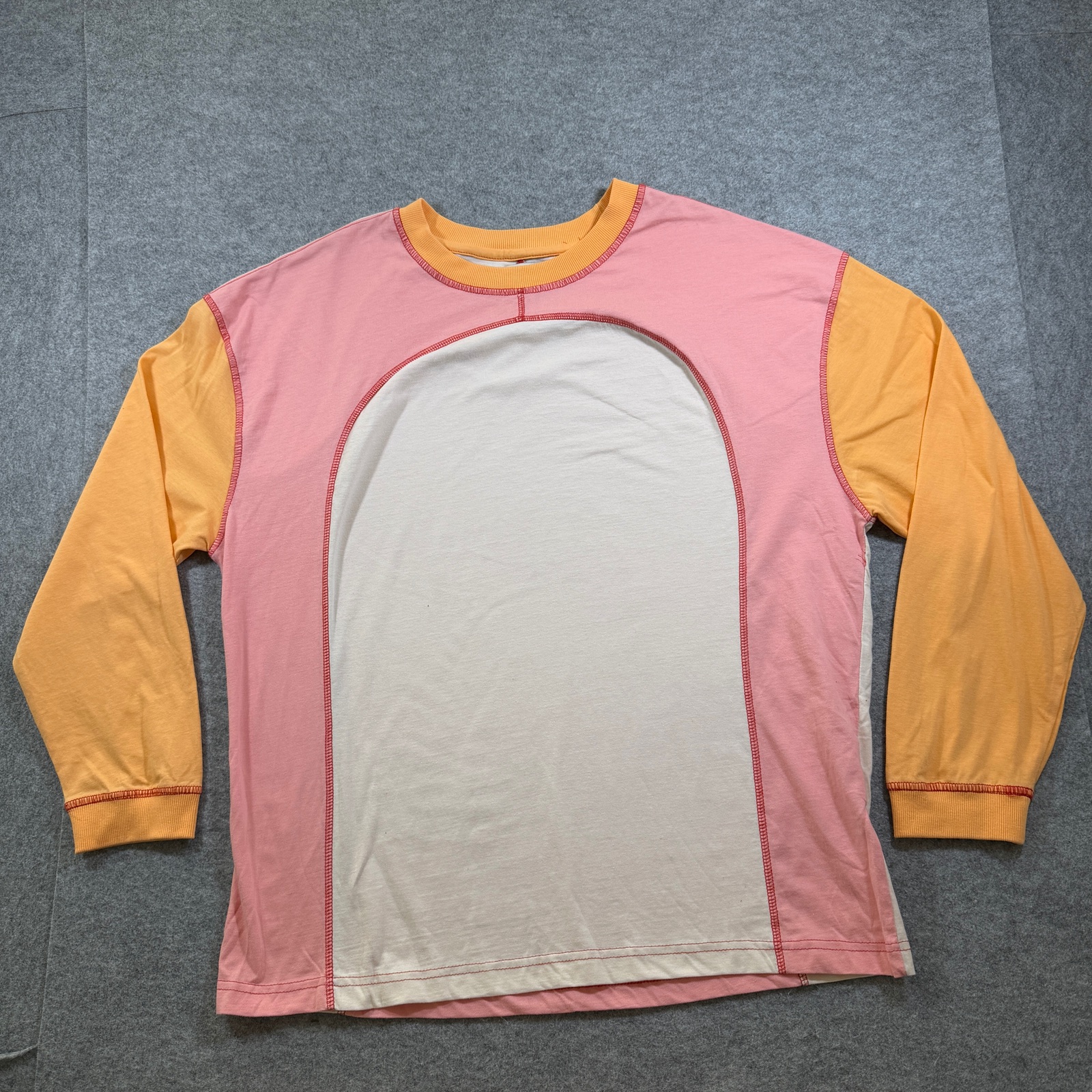 BDG Urban Outfitters Long Sleeve T Shirt Womens M Pink Orange Colorblock Y2K