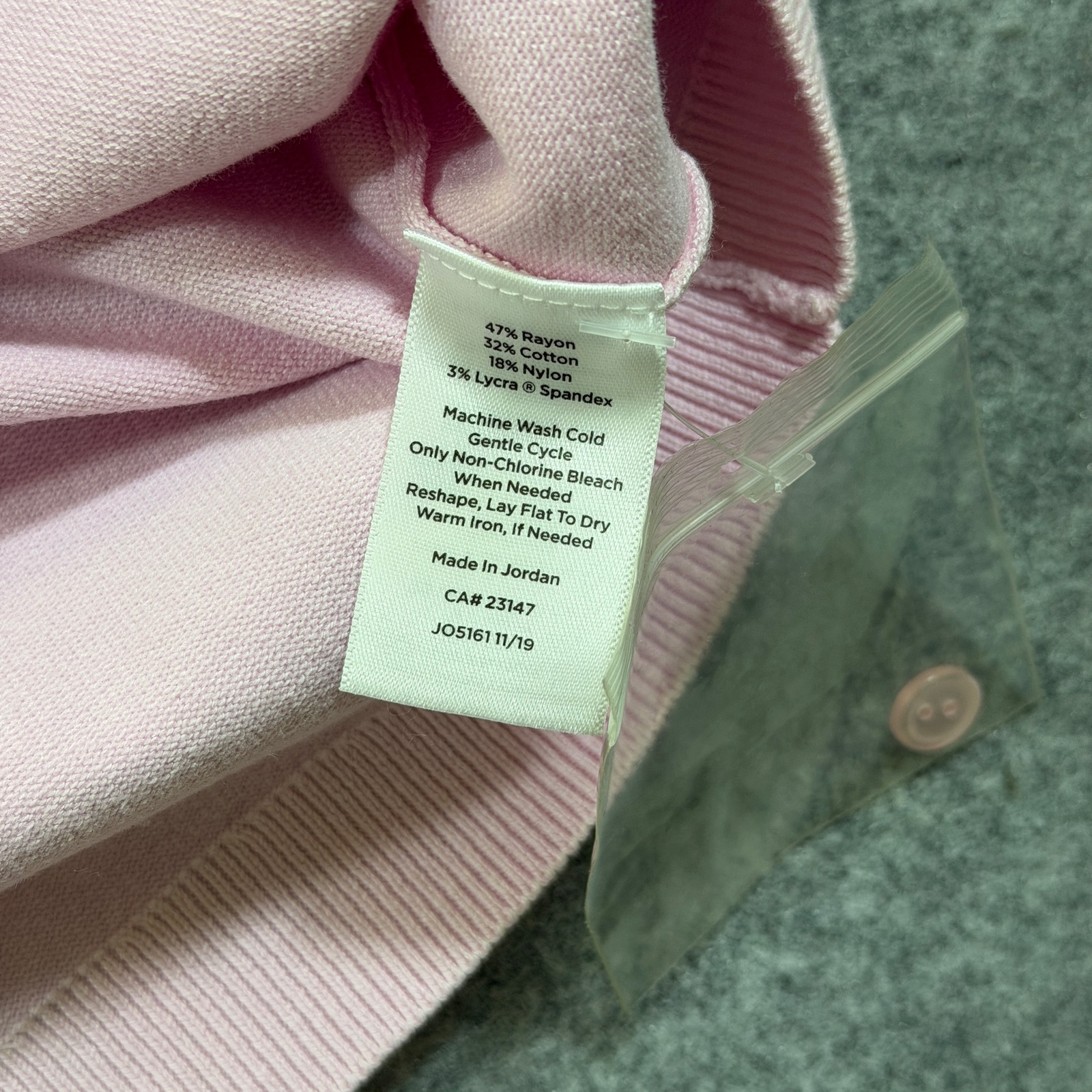 Talbots Cardigan Sweater Womens L Pink Button Front 3/4 Sleeve Crew Neck Stretch thumbnail 4