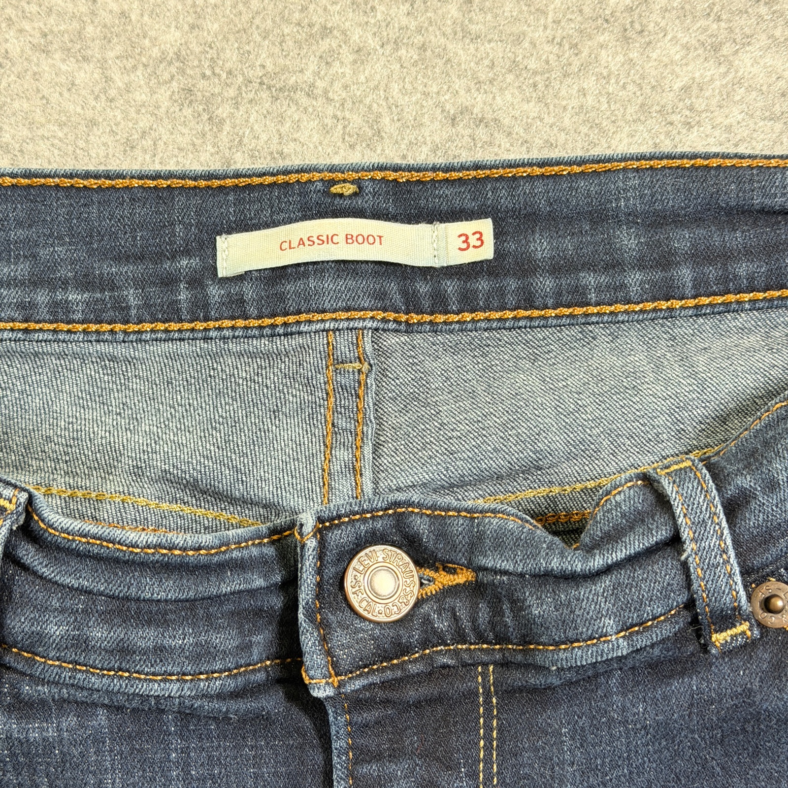 Levi's Classic Boot Jeans Womens 33 Dark Blue Bootcut Denim Red Tab Stretch thumbnail 3