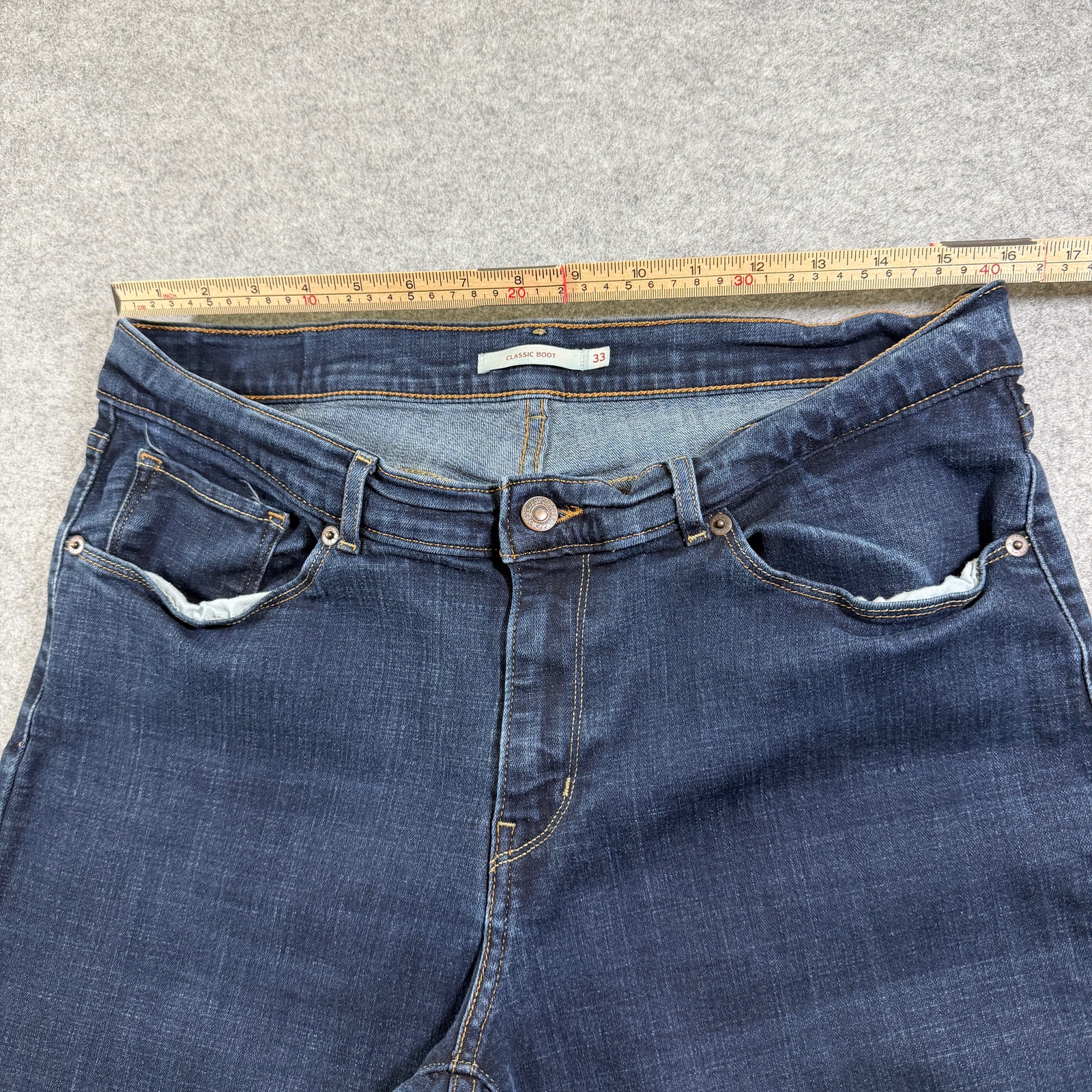 Levi's Classic Boot Jeans Womens 33 Dark Blue Bootcut Denim Red Tab Stretch thumbnail 6