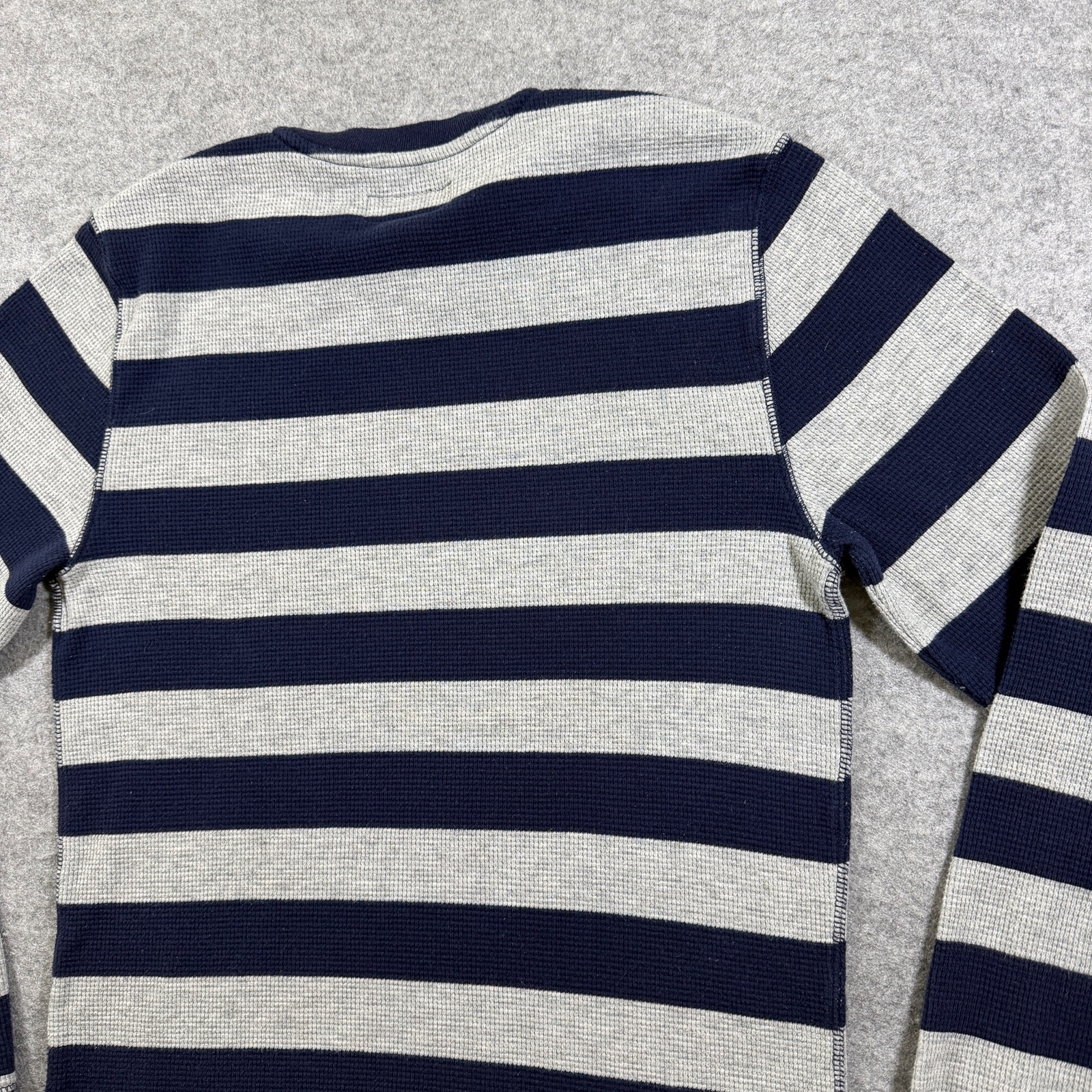Polo Ralph Lauren Thermal Shirt Womens S Navy Gray Stripe Waffle Knit Pony Logo thumbnail 3
