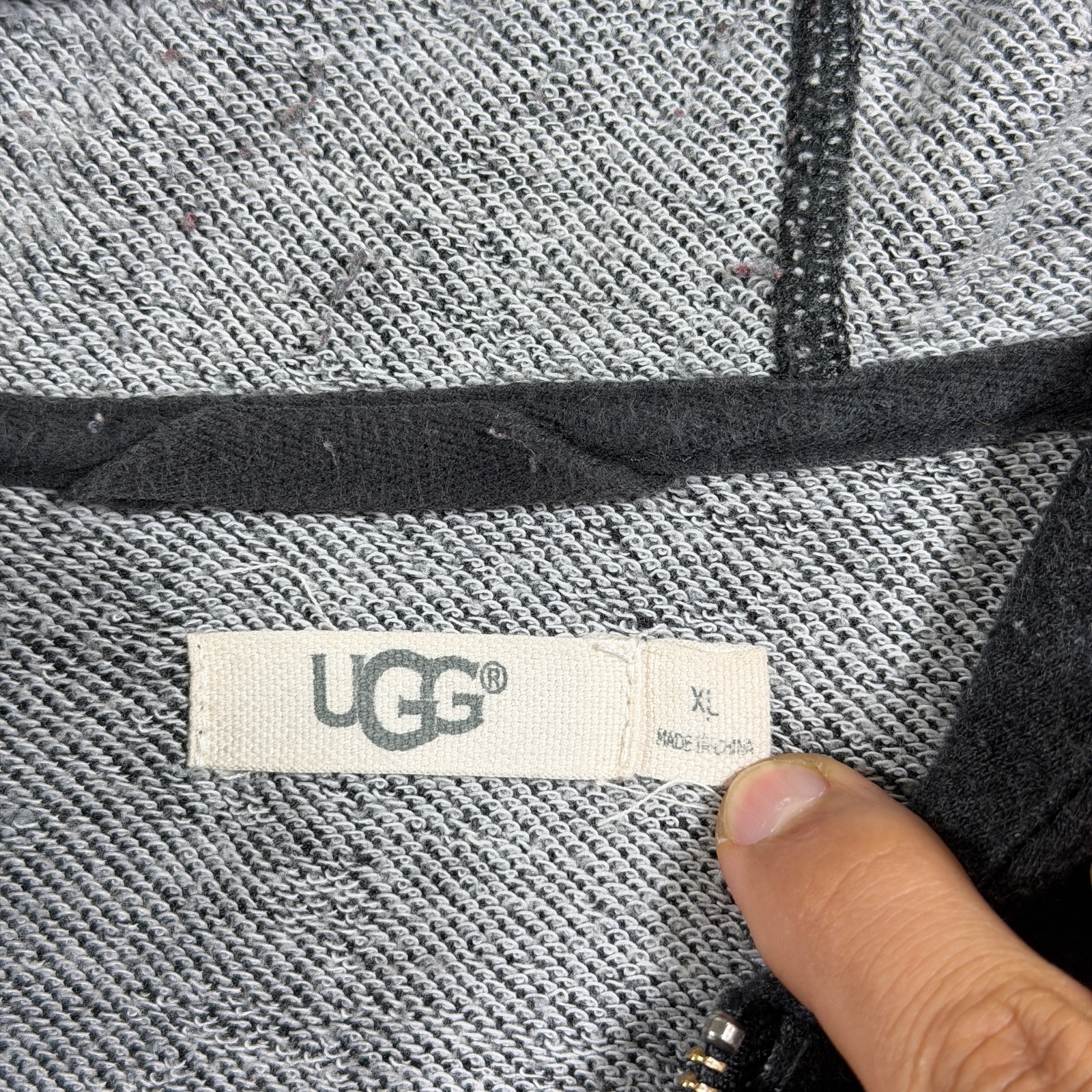 UGG Full Zip Hoodie Mens XL Charcoal Gray Fleece Soft Lounge Drawstring Pockets thumbnail 3