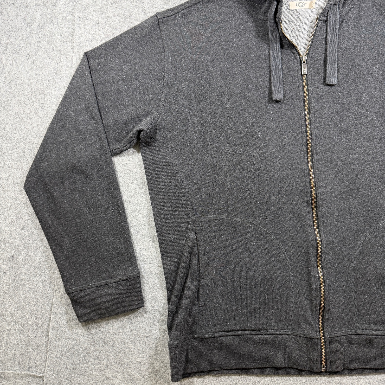 UGG Full Zip Hoodie Mens XL Charcoal Gray Fleece Soft Lounge Drawstring Pockets thumbnail 5