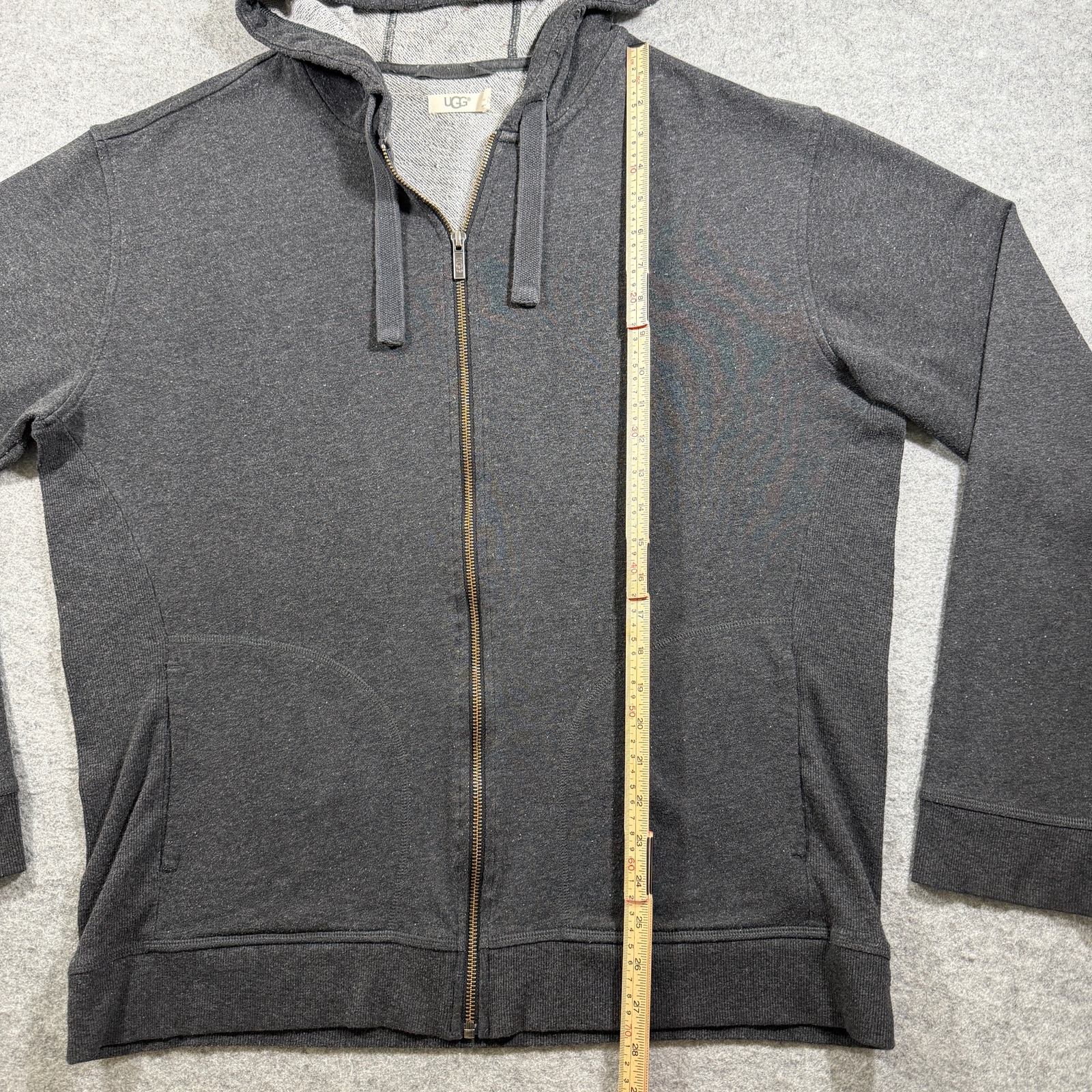 UGG Full Zip Hoodie Mens XL Charcoal Gray Fleece Soft Lounge Drawstring Pockets thumbnail 6