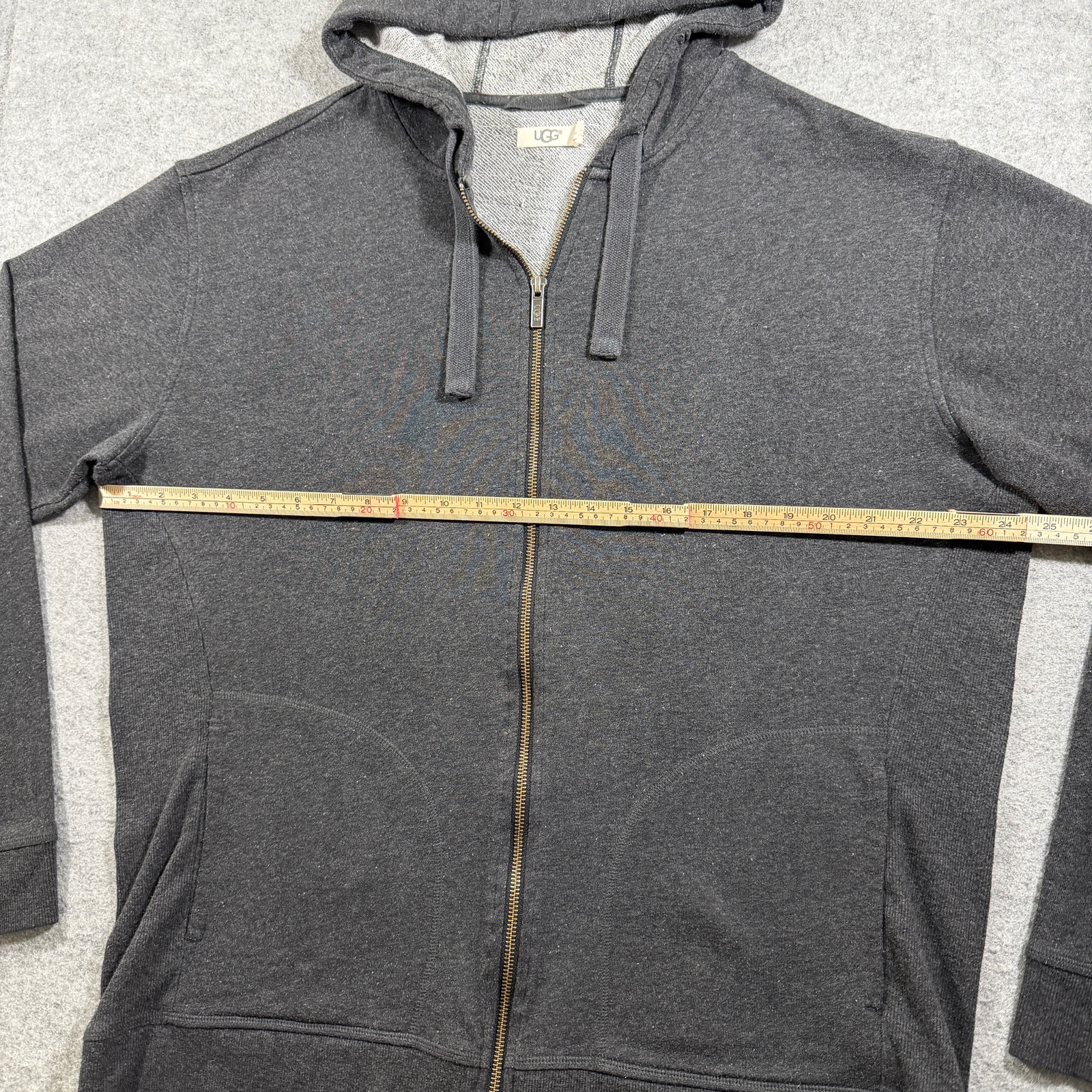 UGG Full Zip Hoodie Mens XL Charcoal Gray Fleece Soft Lounge Drawstring Pockets thumbnail 7