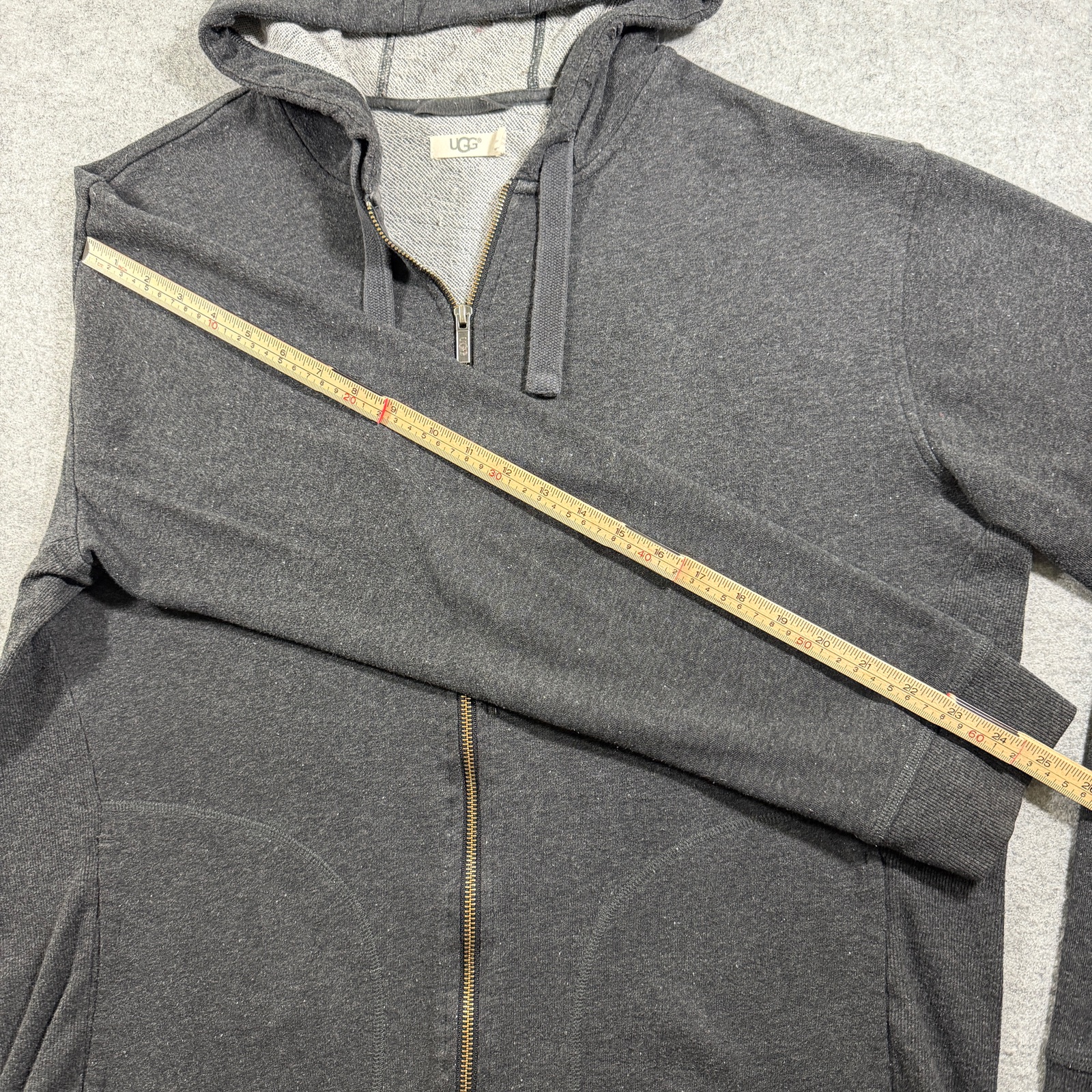 UGG Full Zip Hoodie Mens XL Charcoal Gray Fleece Soft Lounge Drawstring Pockets thumbnail 8