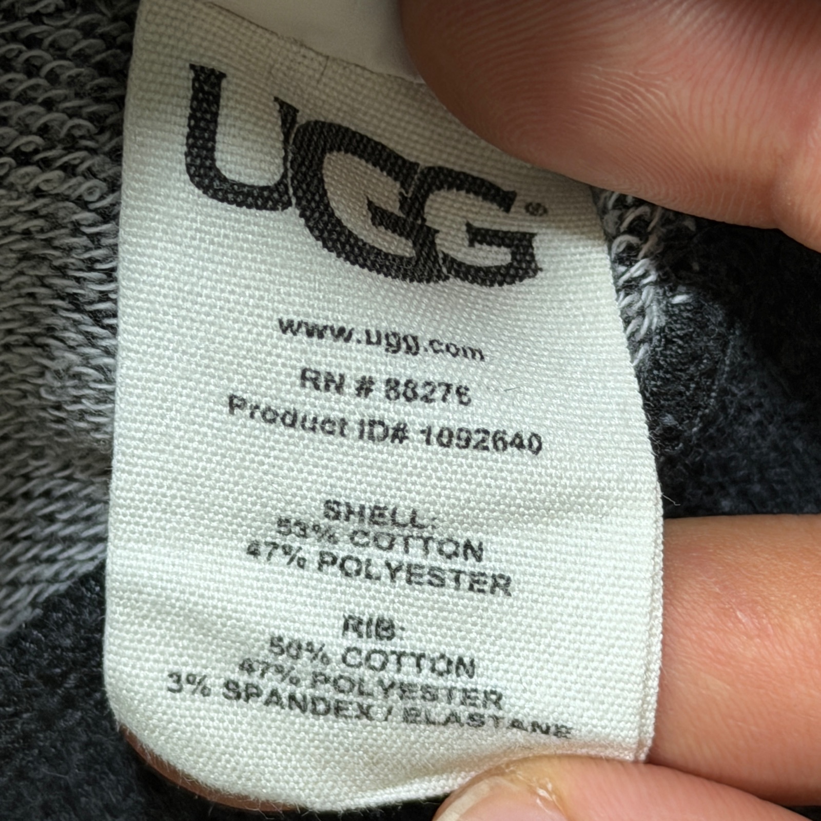 UGG Full Zip Hoodie Mens XL Charcoal Gray Fleece Soft Lounge Drawstring Pockets thumbnail 9