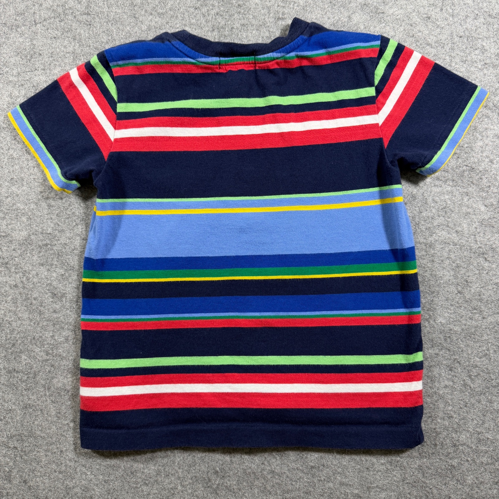 Polo Ralph Lauren Boys T-Shirt 3/3T Multicolor Striped Pony Logo Cotton Crew thumbnail 2