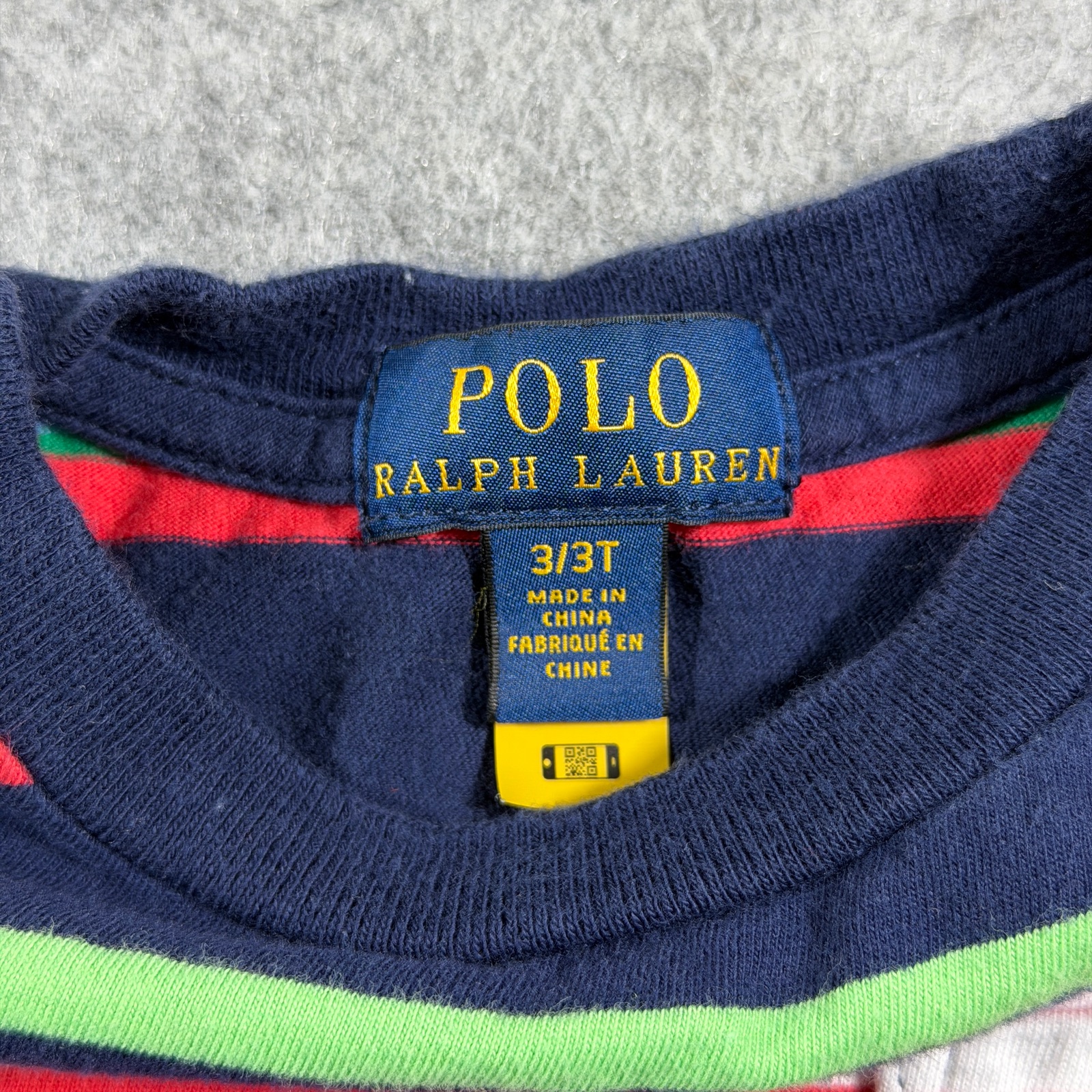Polo Ralph Lauren Boys T-Shirt 3/3T Multicolor Striped Pony Logo Cotton Crew thumbnail 3