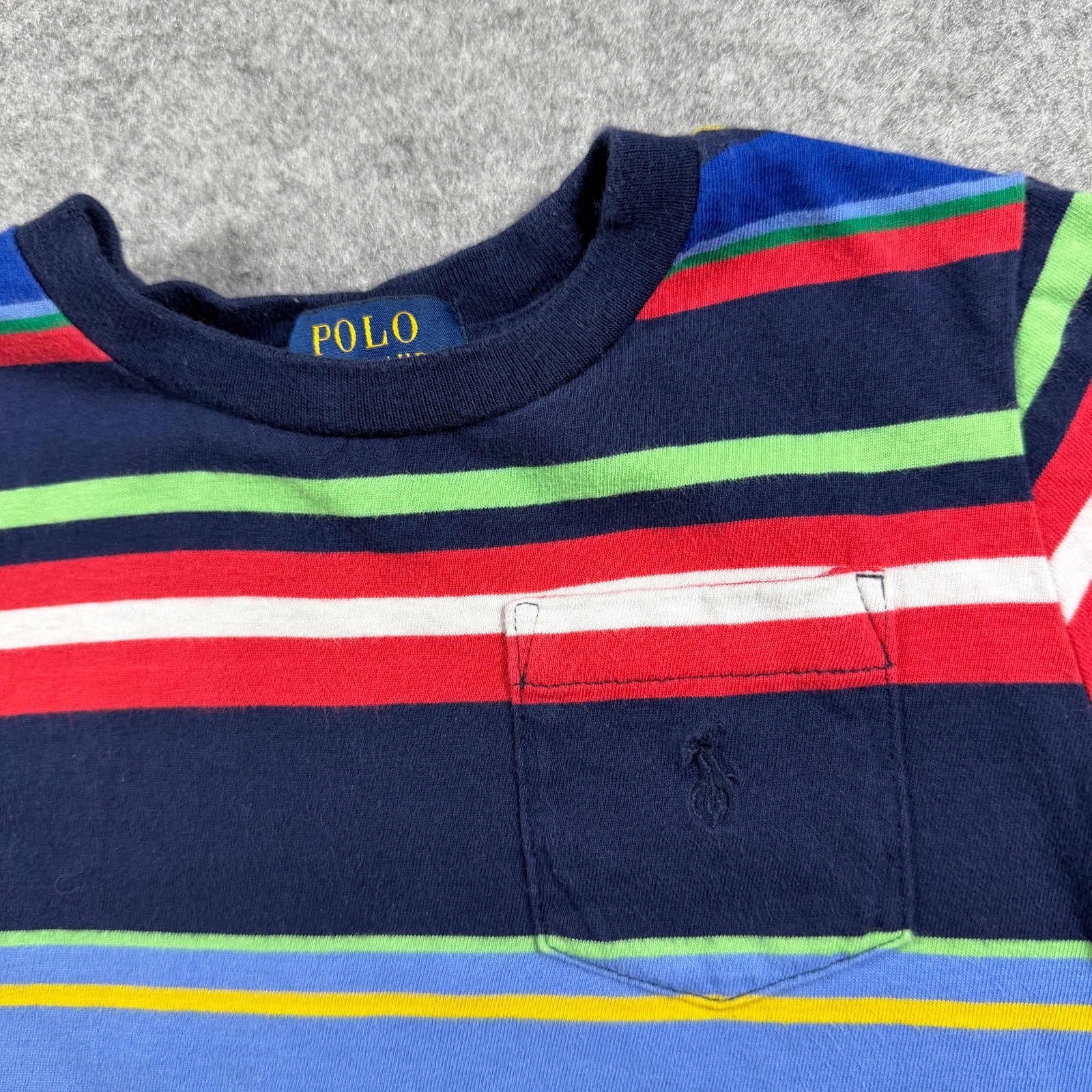 Polo Ralph Lauren Boys T-Shirt 3/3T Multicolor Striped Pony Logo Cotton Crew thumbnail 4