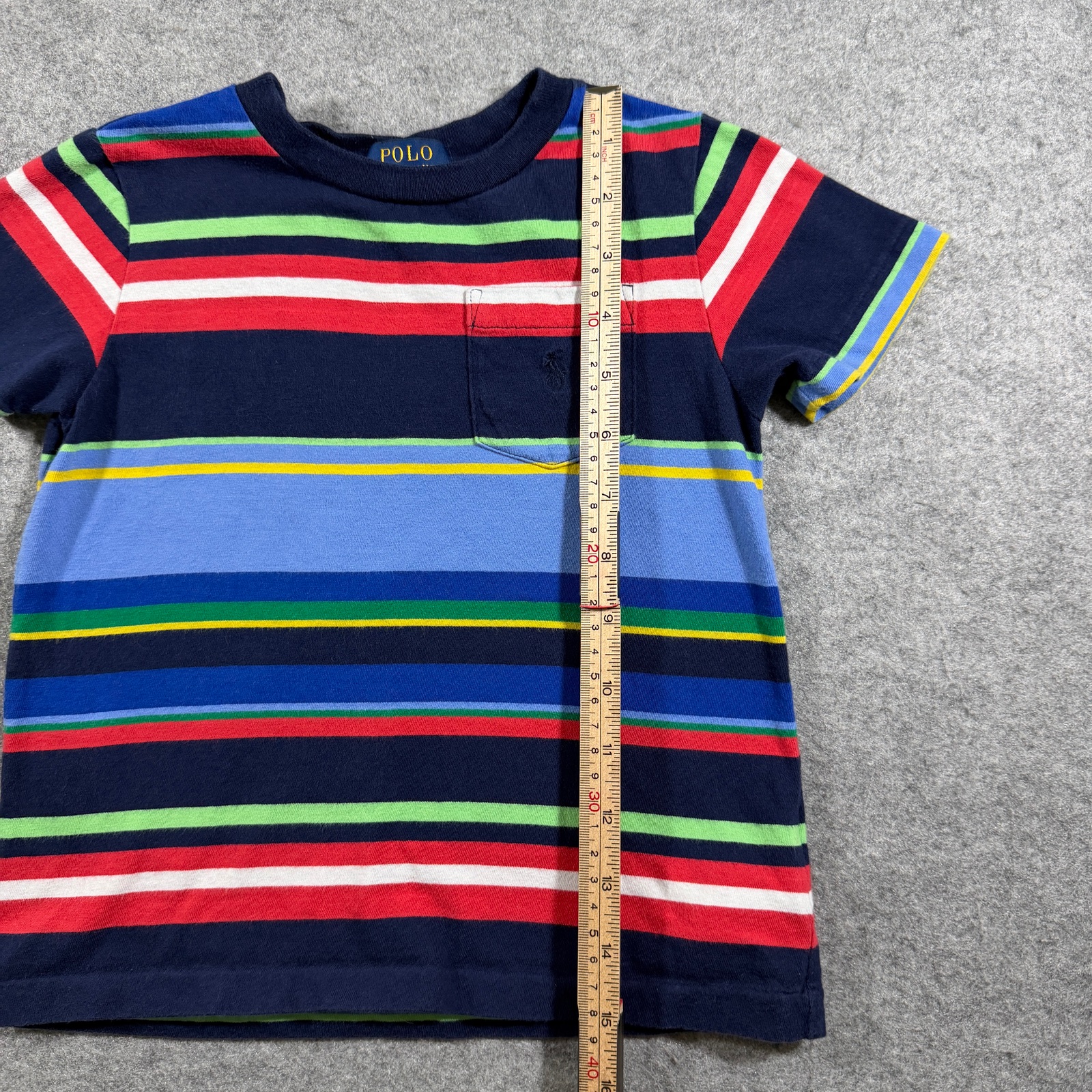 Polo Ralph Lauren Boys T-Shirt 3/3T Multicolor Striped Pony Logo Cotton Crew thumbnail 5