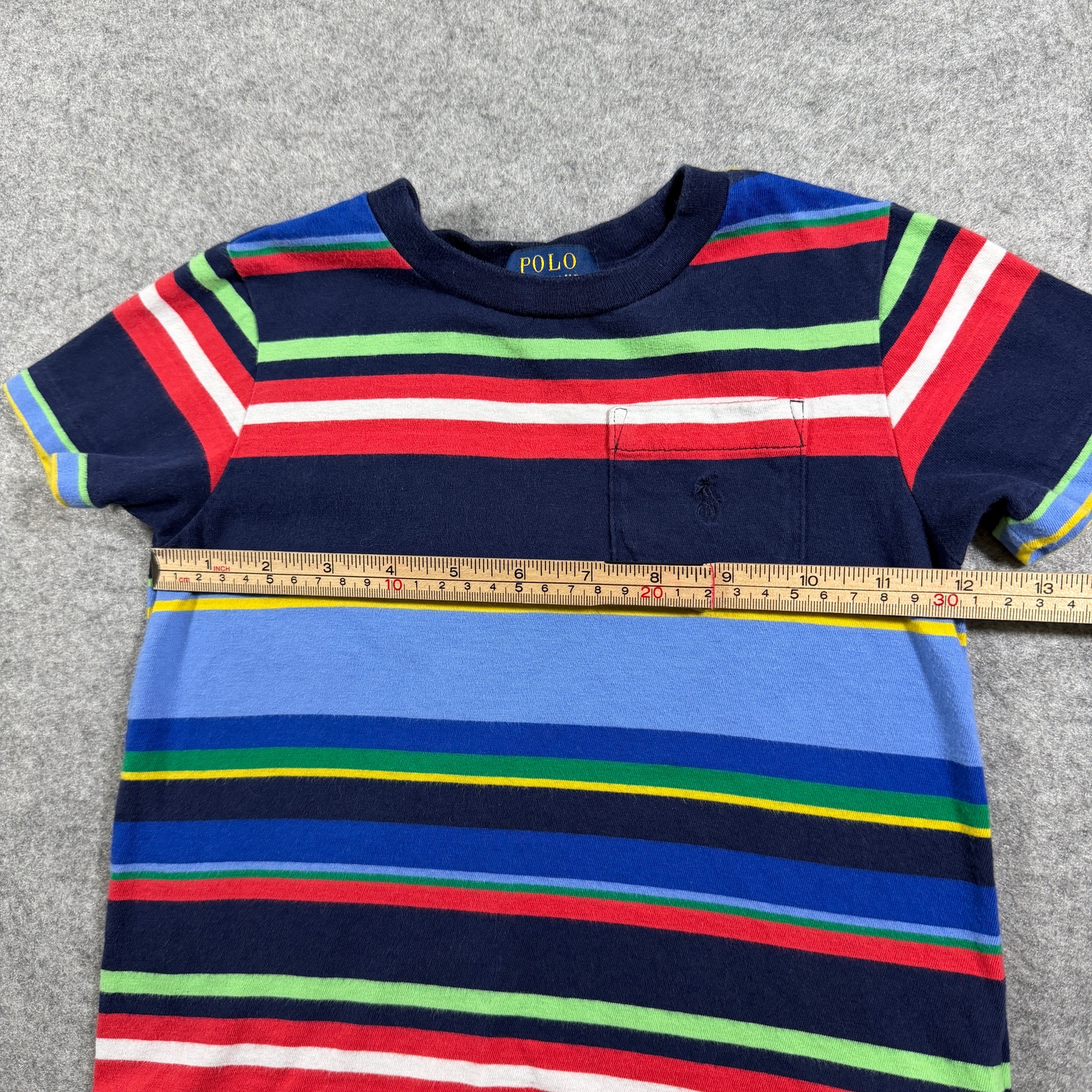Polo Ralph Lauren Boys T-Shirt 3/3T Multicolor Striped Pony Logo Cotton Crew thumbnail 6