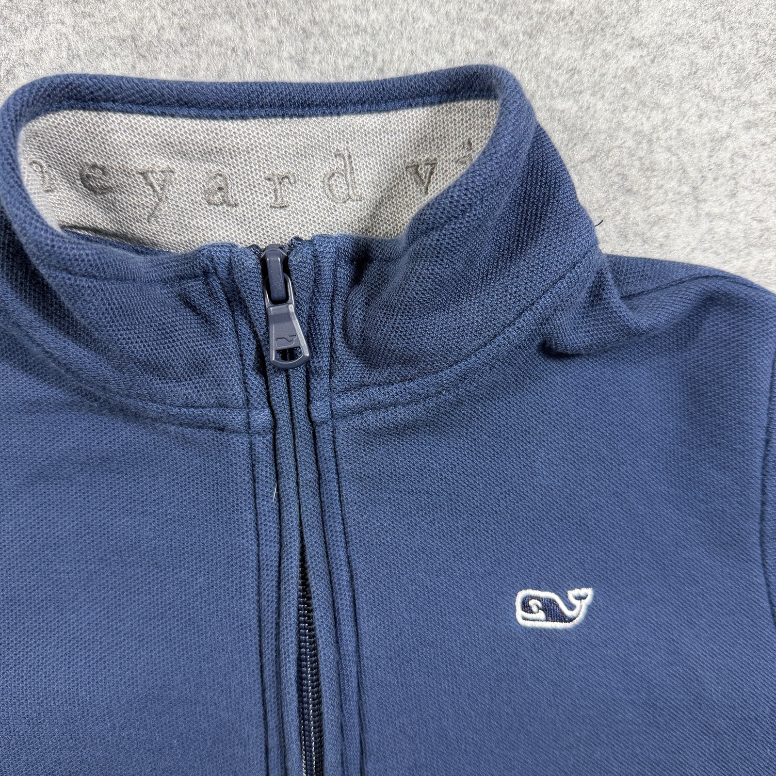 Vineyard Vines Whale Quarter Zip Pullover Boys 6 Navy Pima Cotton Preppy thumbnail 3