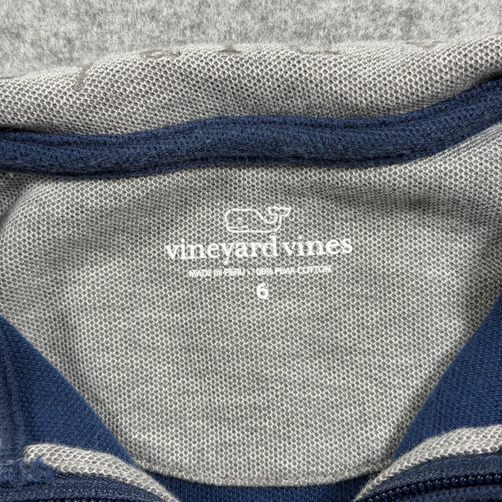 Vineyard Vines Whale Quarter Zip Pullover Boys 6 Navy Pima Cotton Preppy thumbnail 4