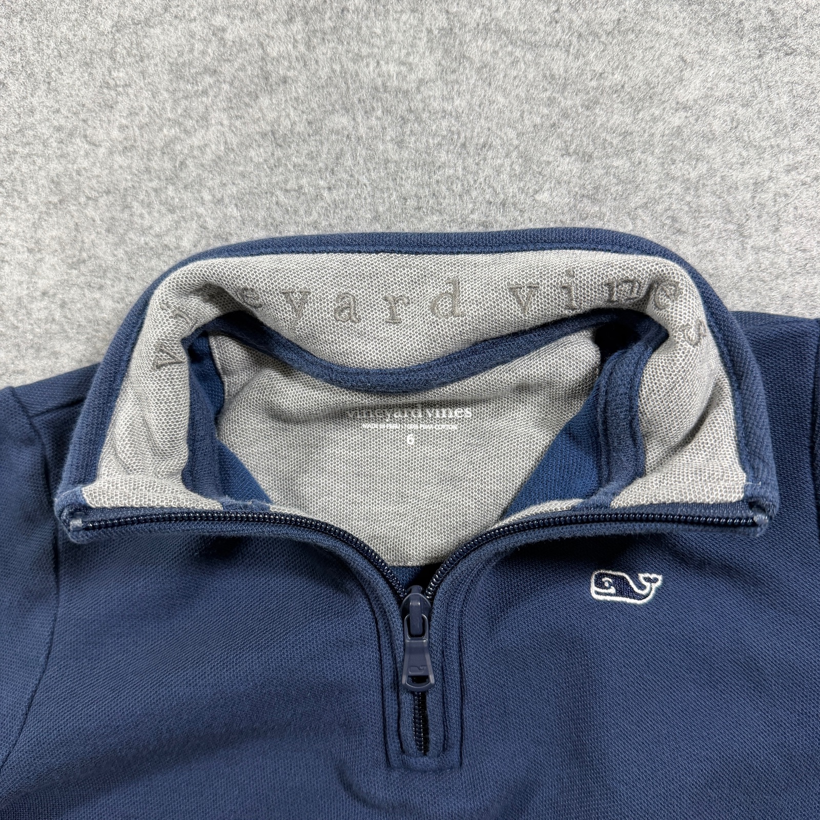 Vineyard Vines Whale Quarter Zip Pullover Boys 6 Navy Pima Cotton Preppy thumbnail 5