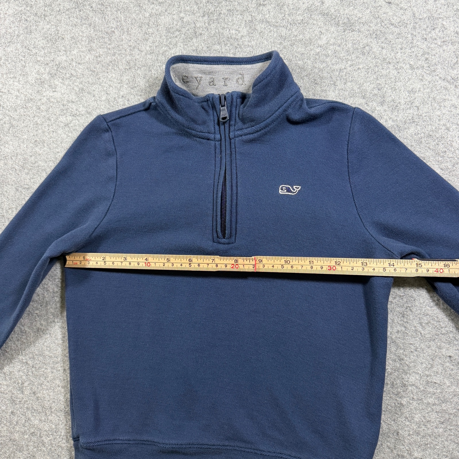 Vineyard Vines Whale Quarter Zip Pullover Boys 6 Navy Pima Cotton Preppy thumbnail 7