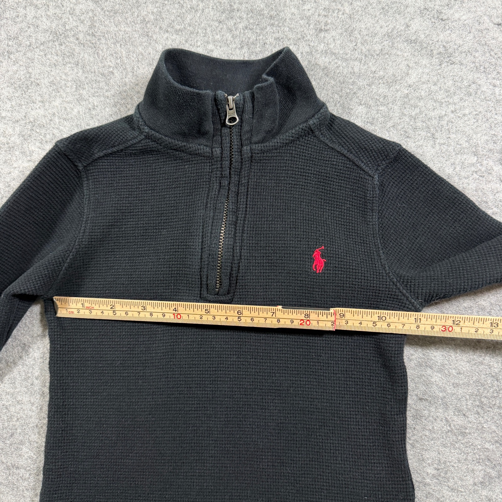 Polo Ralph Lauren Quarter Zip Pullover Boys 3/3T Black Waffle Knit Cotton Pony thumbnail 8